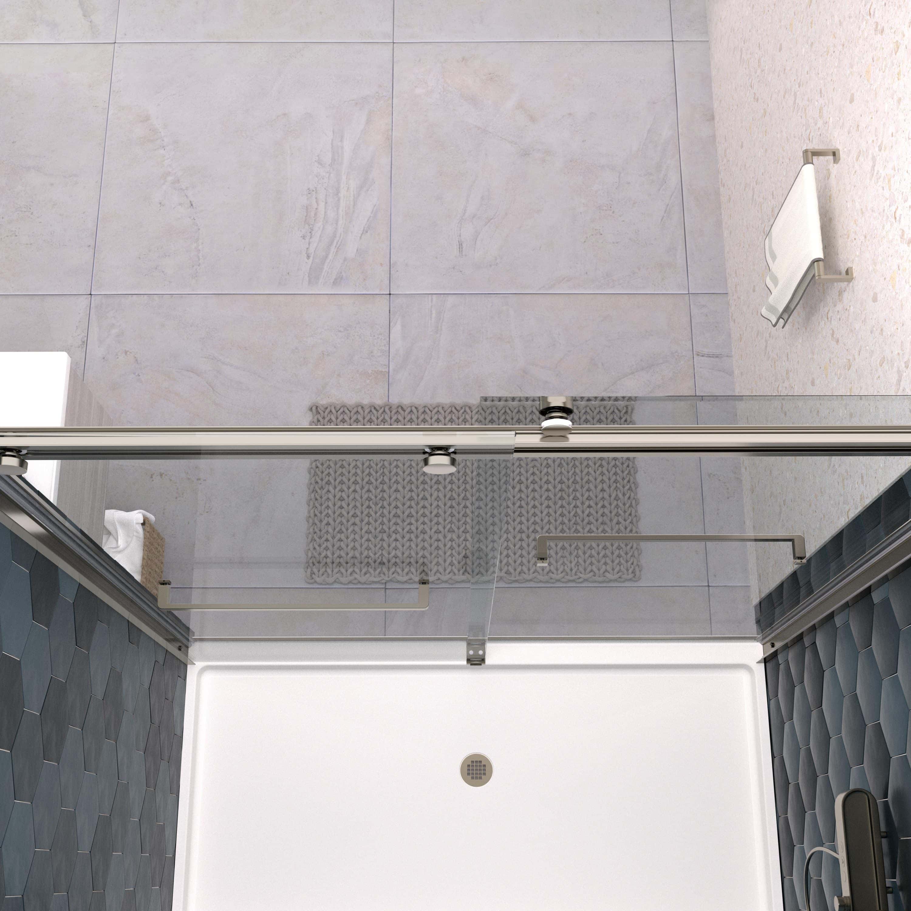 (56-60"W x 74"H) Bypass shower door, sliding door, with 5/16" tempered glass and Brushed Nickel  finish 6074