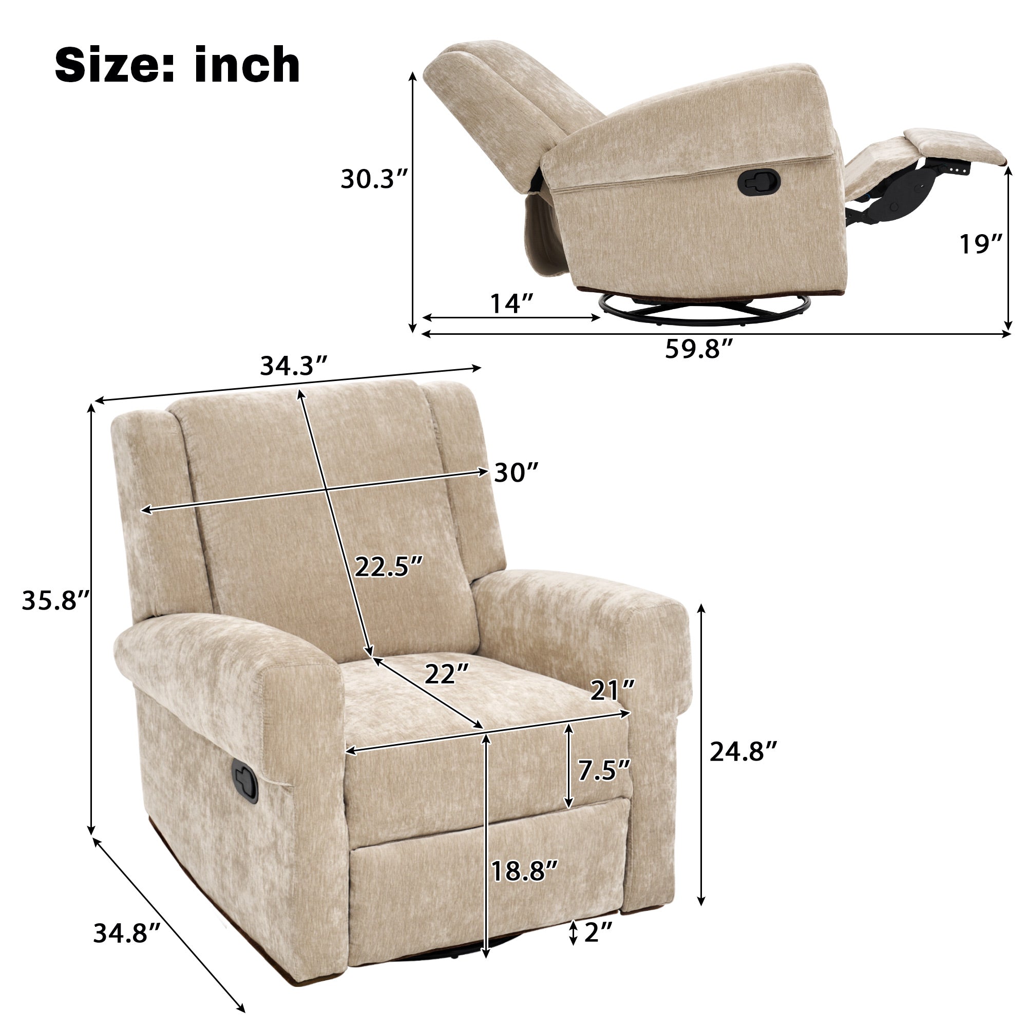 Brown manual recliner chair in room setting