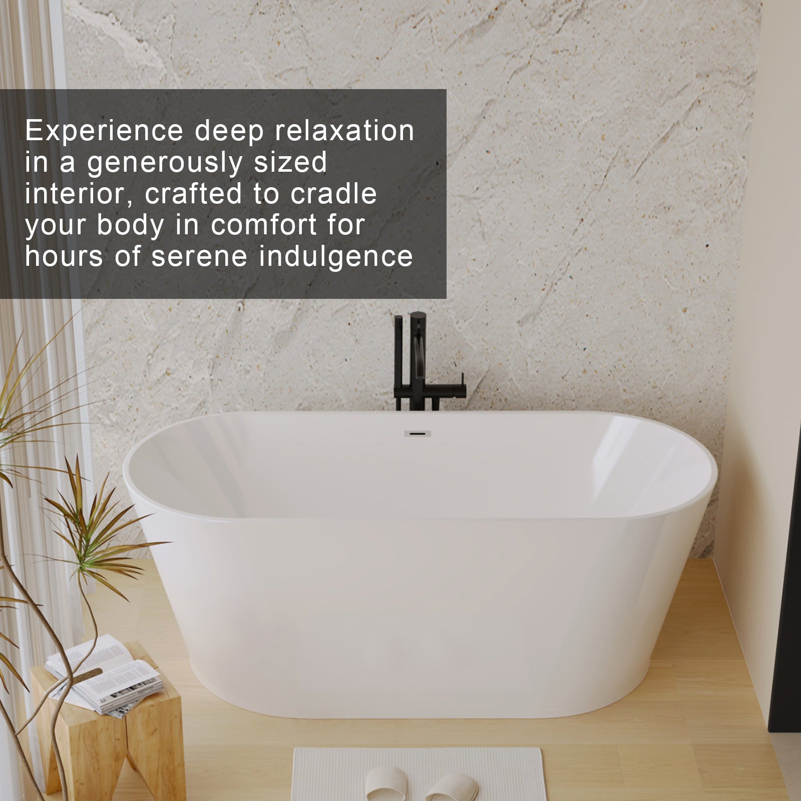 67 inch glossy white bathtub interior basin view