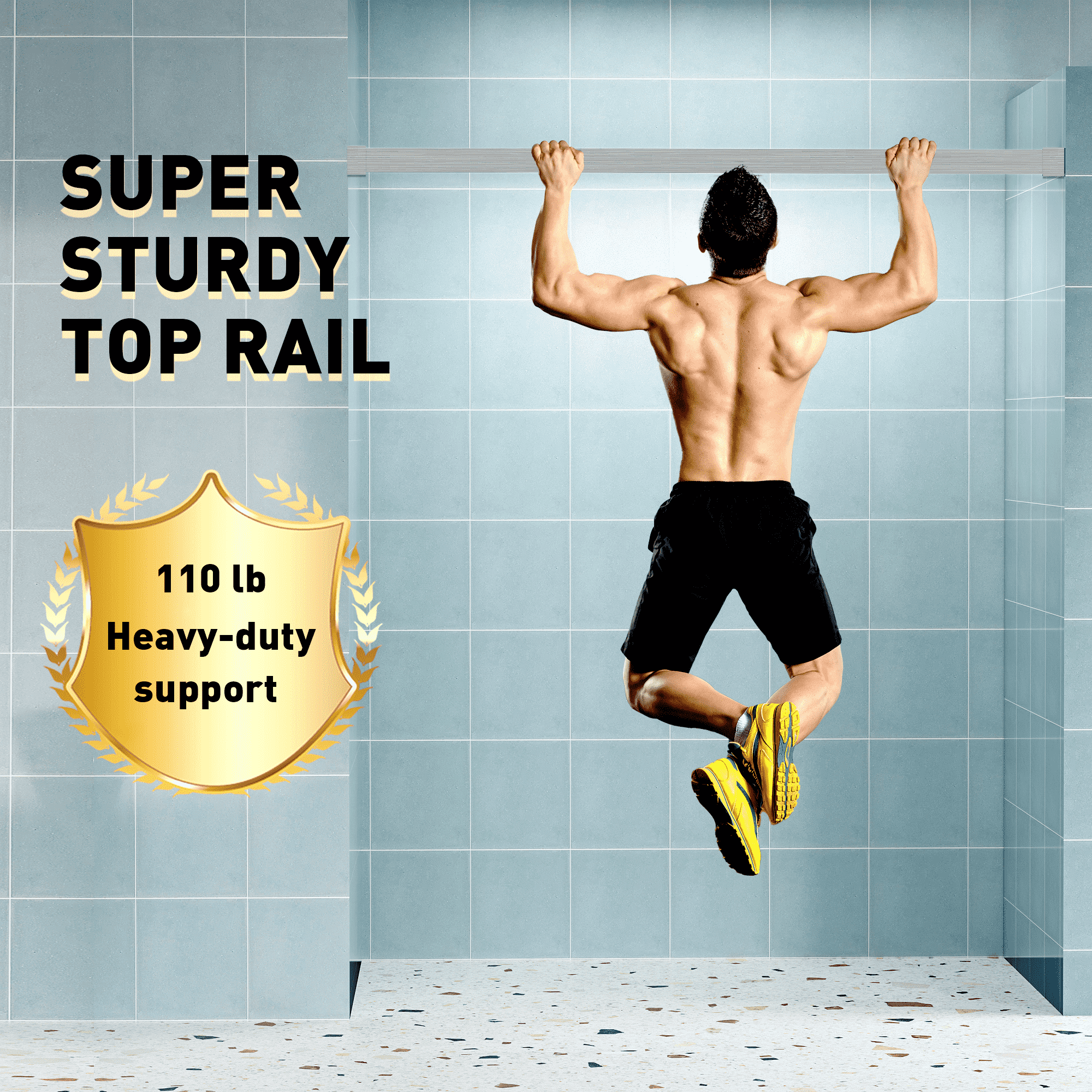 60" W x 76" H Frameless Shower Door Soft-closing Single Sliding, 1/4" (6mm) Tempered Glass with Explosion-proof Coating, 24D01-60BNX