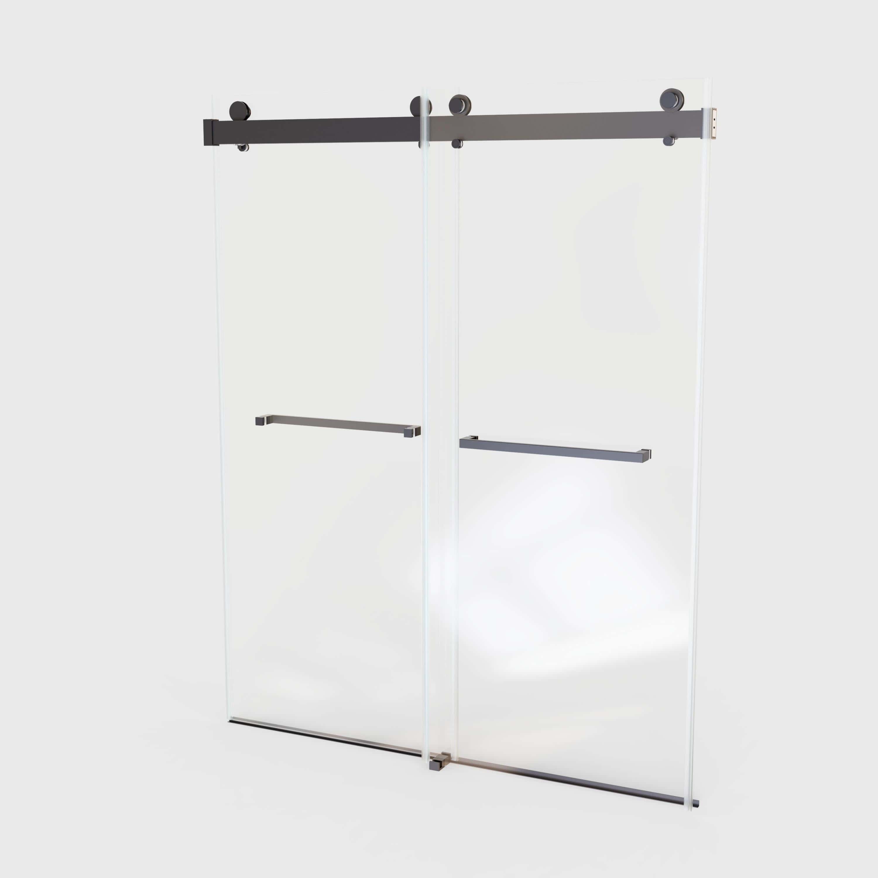 68-72"W x 76"H  Frameless Double Sliding Soft-Close Shower Door, 3/8 inches (10mm) Thick SGCC Tempered Glass Door,  Matte Black