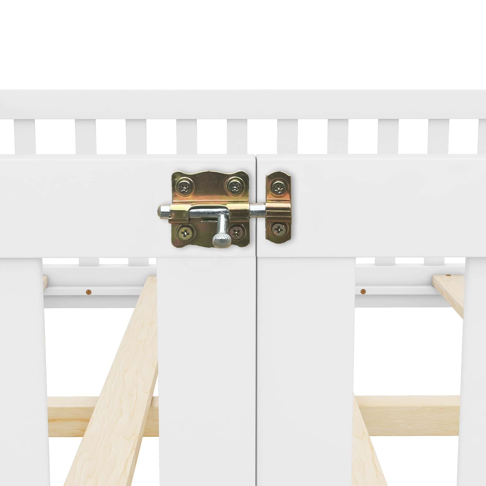 Full Size Bed Floor Bed with Safety Guardrails and Door for Kids, White(Old SKU: W158090689)