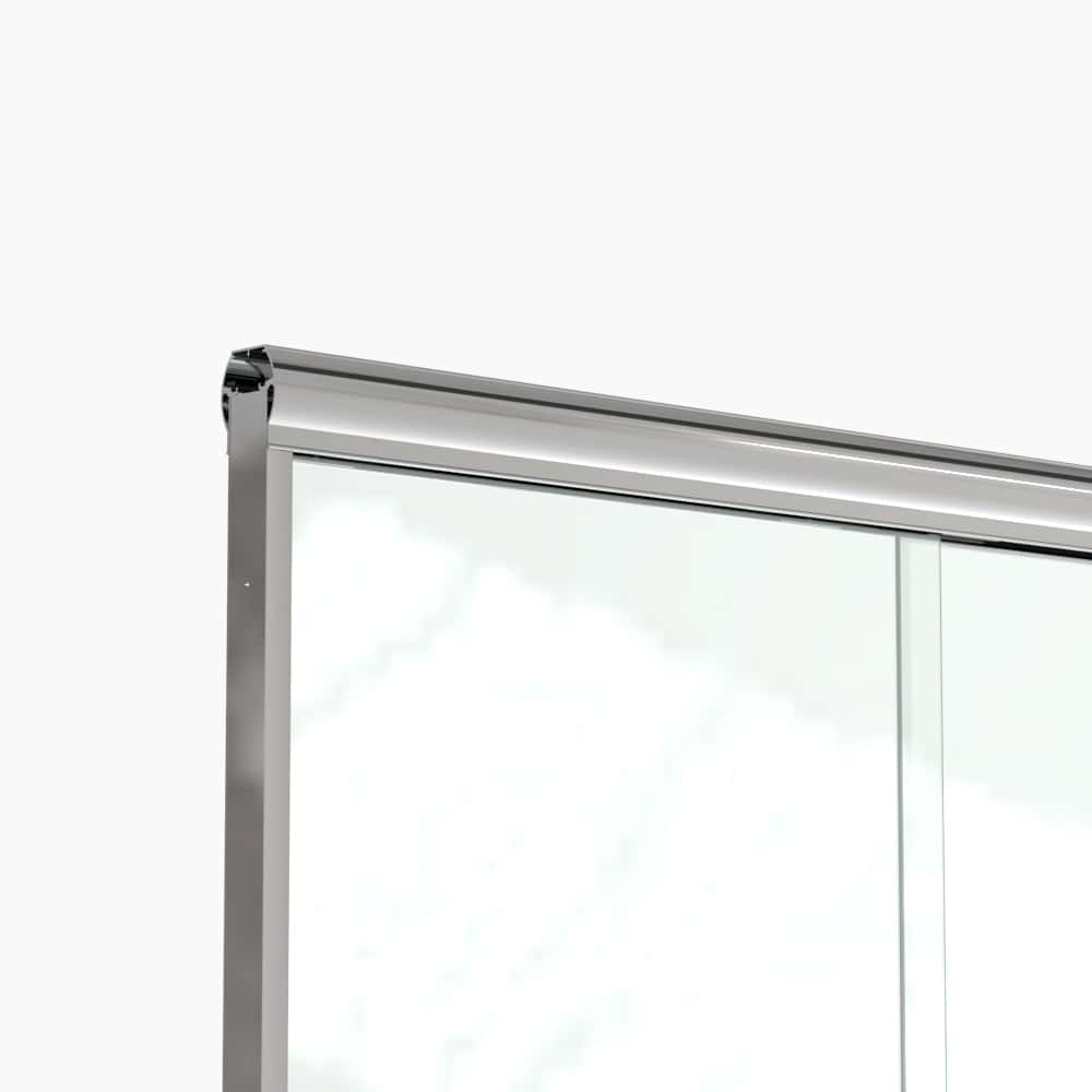 Semi-Frameless Sliding Shower Door 56-60"W x 72"H, Bathroom Sliding Door with 5/16" Clear Tempered Glass,Chrome Finish, Designed for Smooth Door Closing