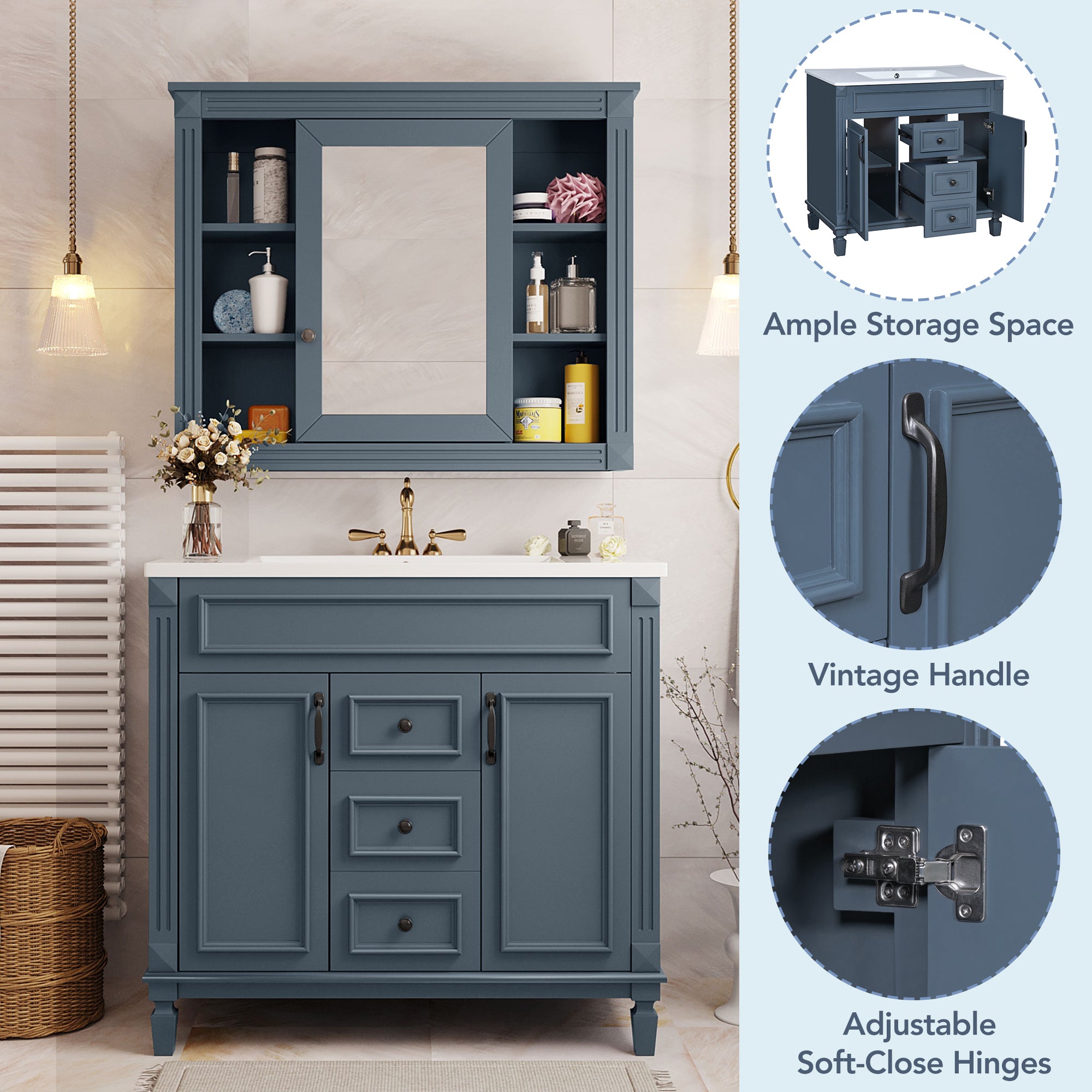 Modern bathroom vanity styled in a contemporary bathroom setting