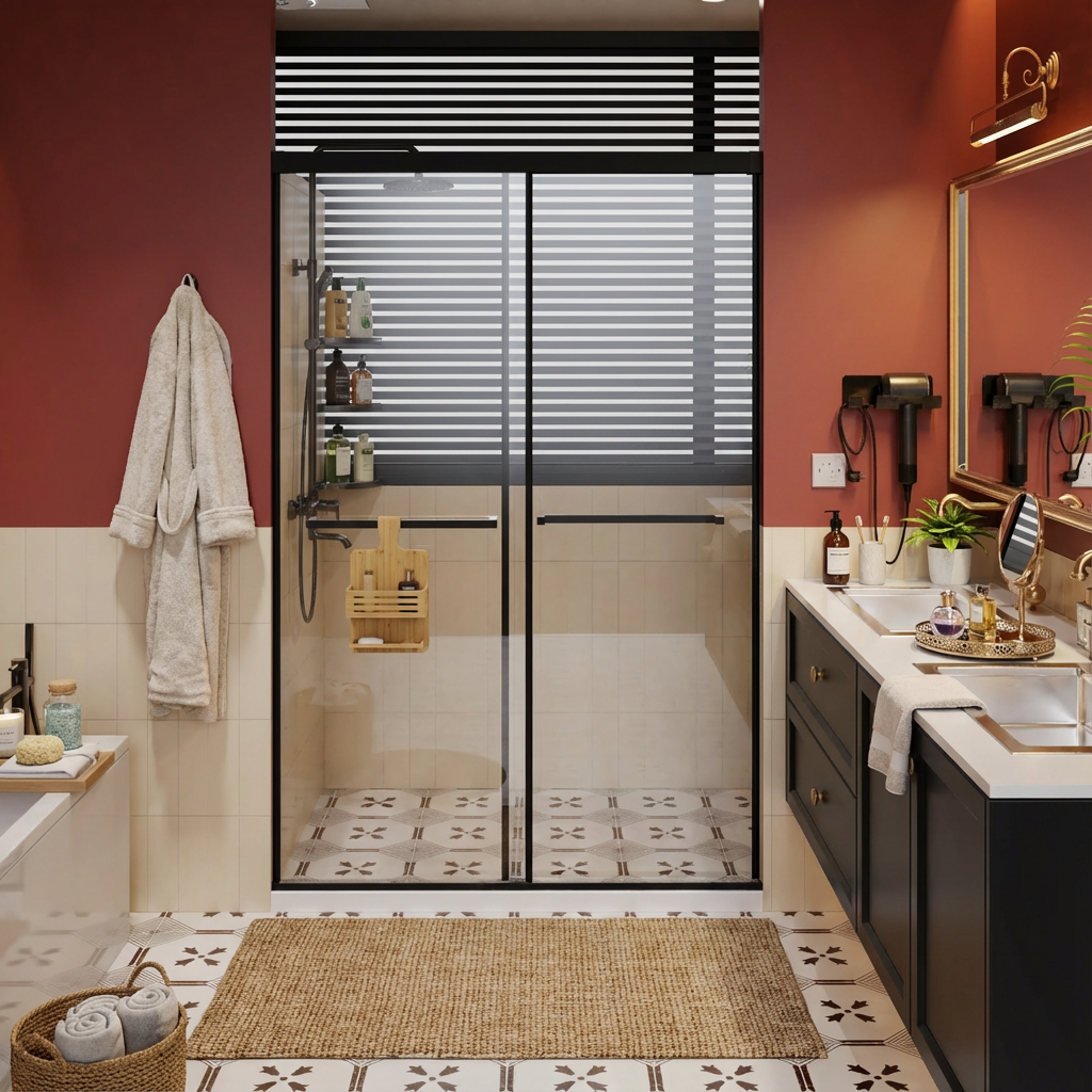 48-60 x 72 in Soft-Close Dual Sliding Shower Door - 48 x 72 in / Matte Black view 5