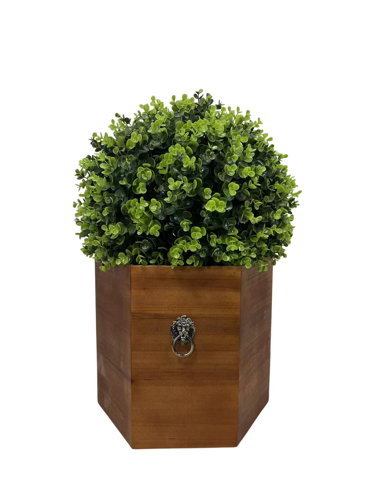 24" Ball Topiary in Redwood Pot, Artificial Faux Plant for indoor and outdoor