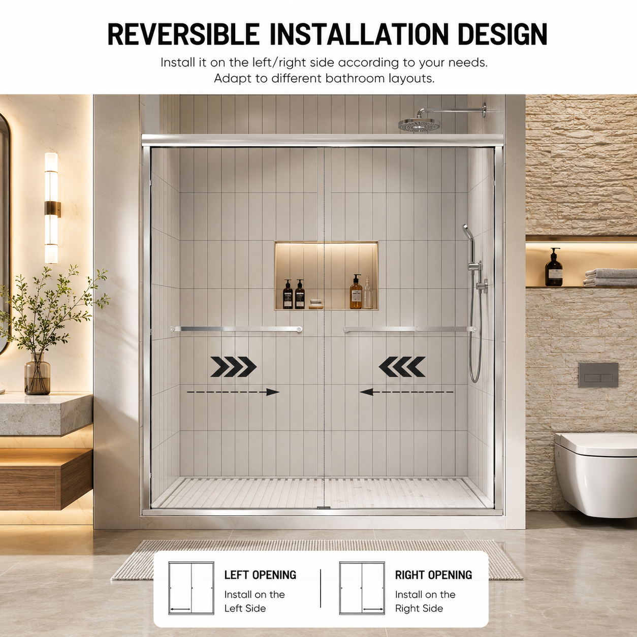 50-60 x 72 in Framed Sliding Shower Door showing glass door detail