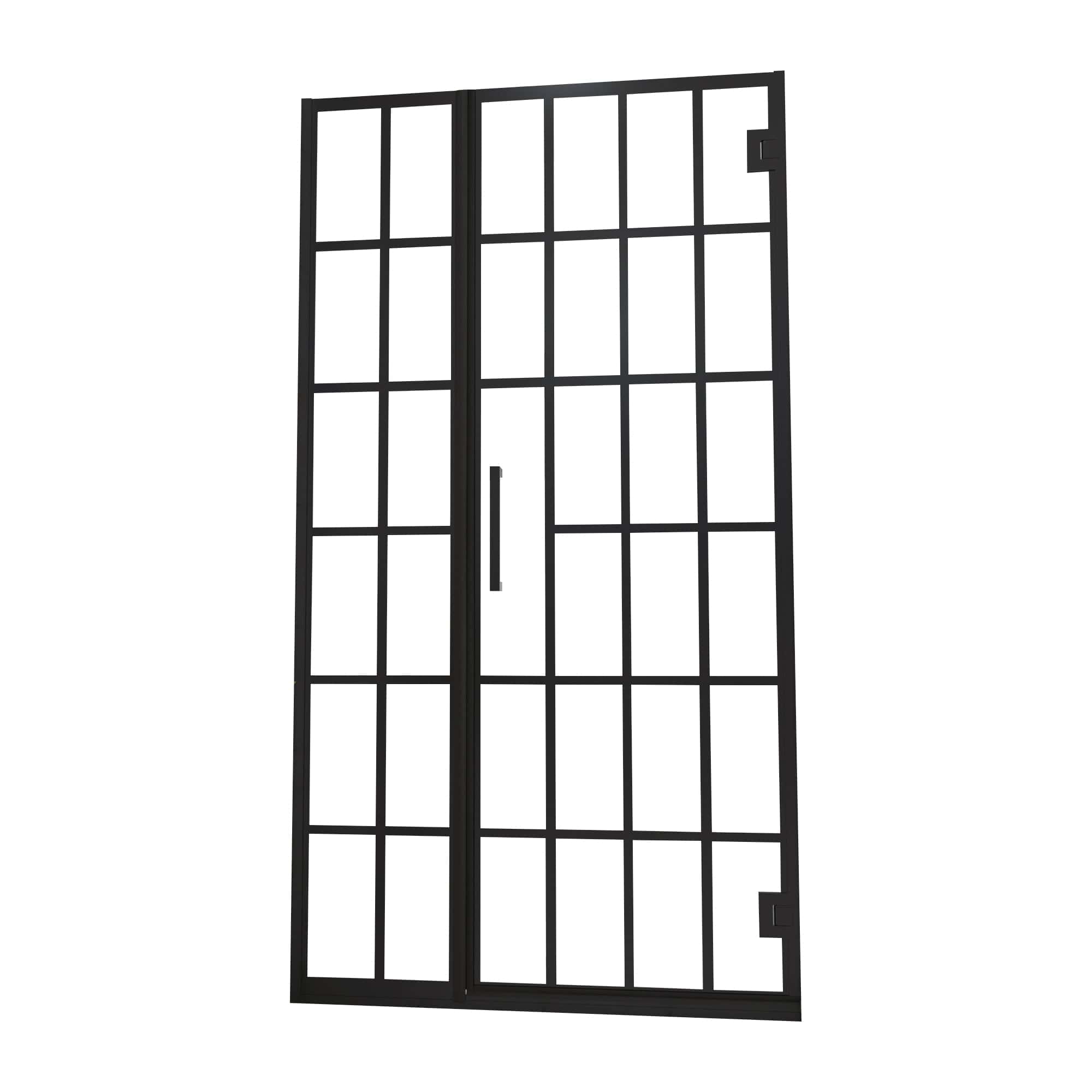 Shower Door 40" W x 72" H Pivot Frameless Shower Door with Pattern Glass, Open Entry Design in Matte Black