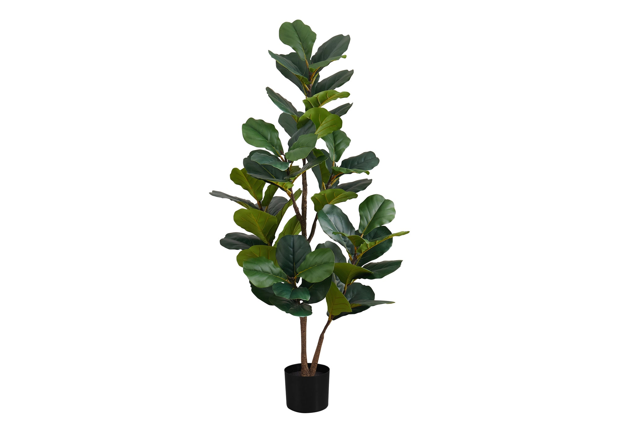 Artificial Plant, 49" Tall, Fiddle Tree, Indoor, Faux, Fake, Floor, Greenery, Potted, Real Touch, Decorative, Green Leaves, Black Pot