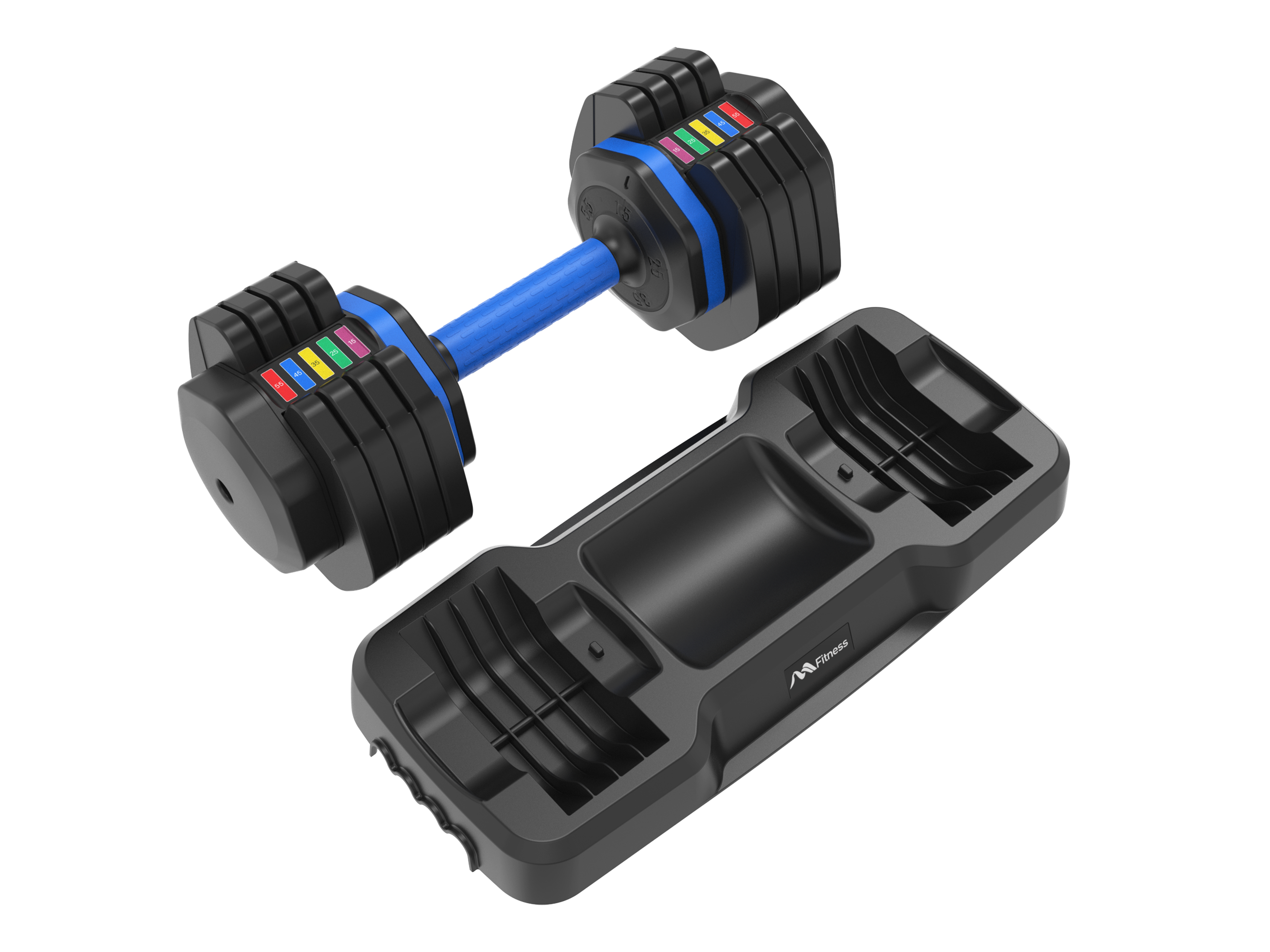 Adjustable Dumbbell - 55lb x2 Dumbbell Set of 2 with Anti-Slip Handle, Fast Adjust Weight by Turning Handle with Tray, Exercise Fitness Dumbbell Suitable for Full Body Workout