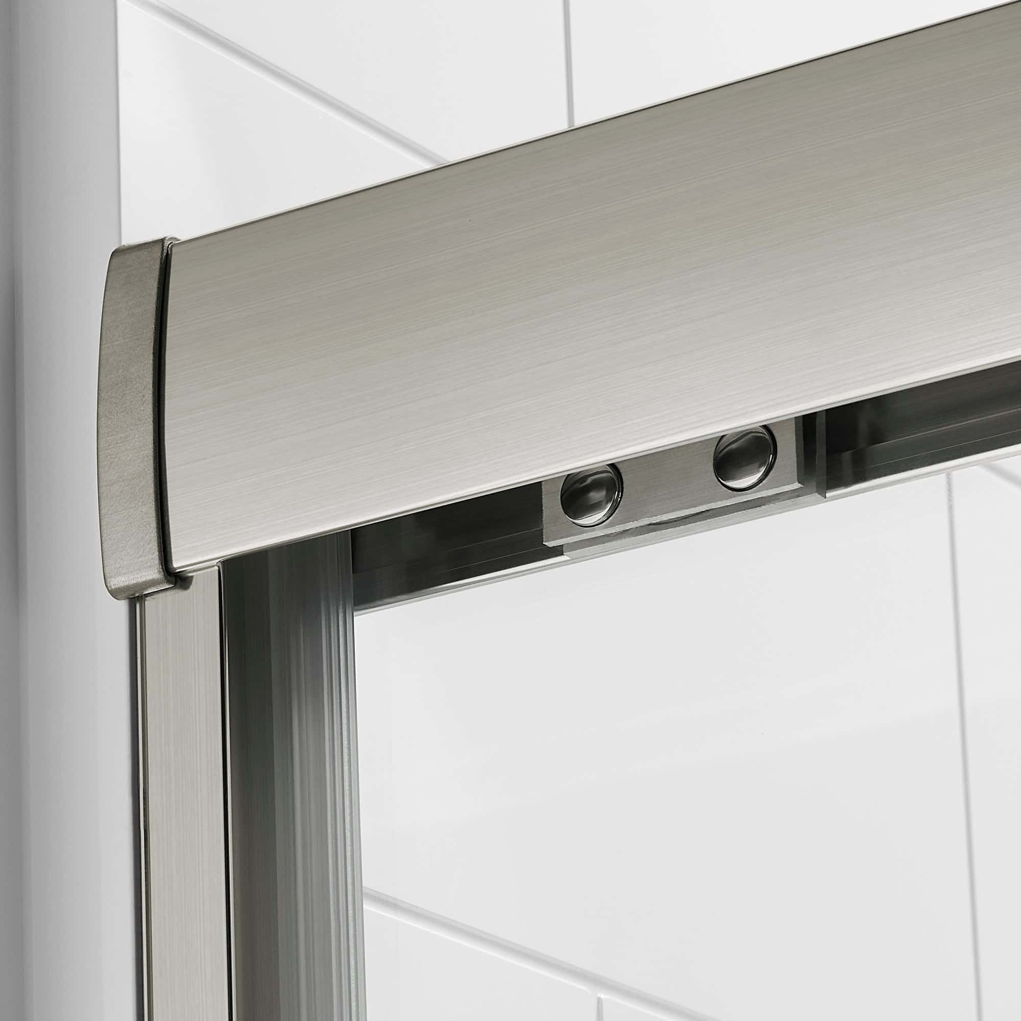 60"W x 60"H Bathtub Double Sliding Tub Shower Door with 1/4"(6mm) Clear Glass, Framed Tub Glass Shower Door, Brushed Titanium Finish