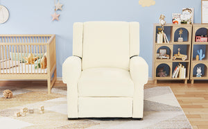 White swivel rocker nursery recliner chair, front view