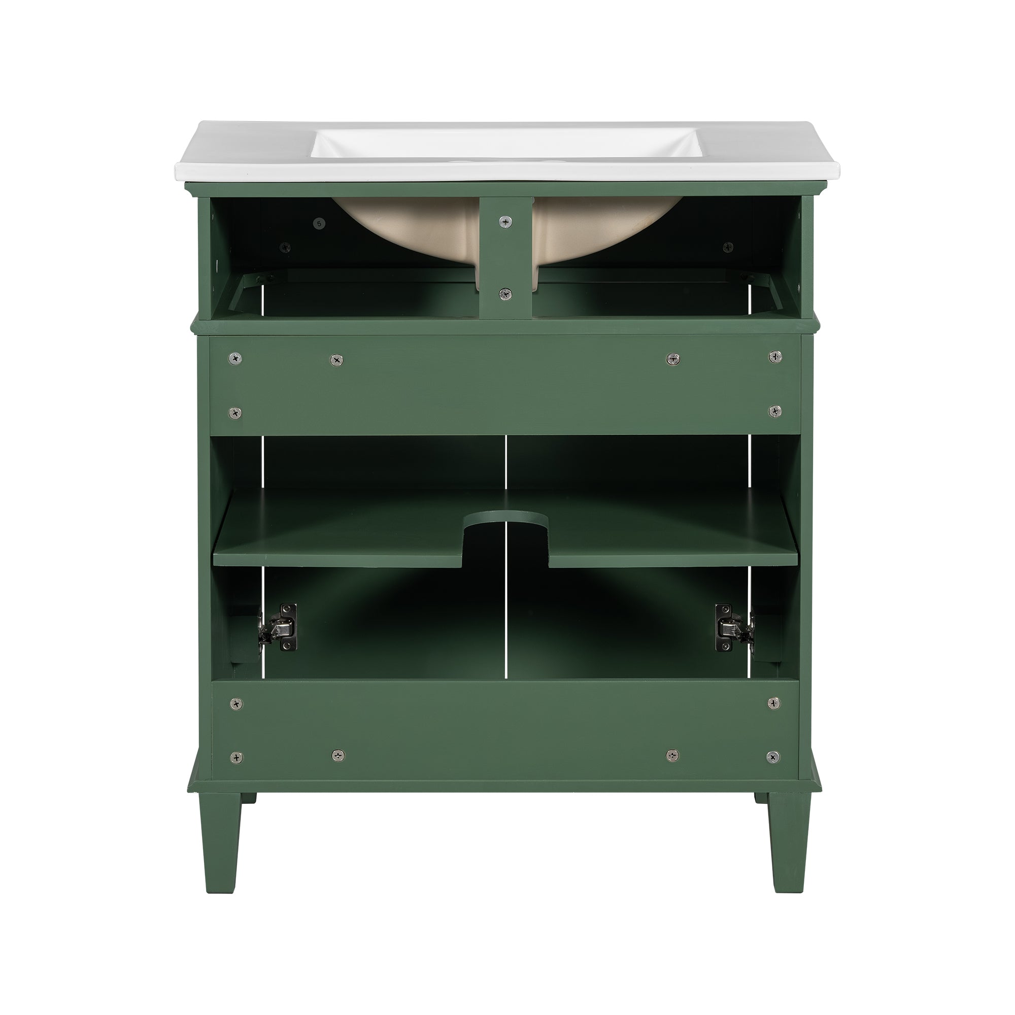 30-inch bathroom vanity with ceramic basin,  soft close door and adjustable shelves