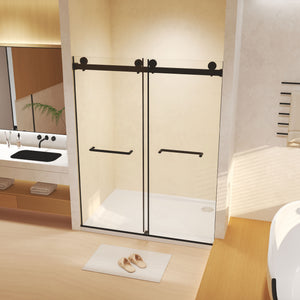 44-48 x 74 in Frameless Double Sliding Shower Door - 44-48 x 74 in / Matte Black view 3