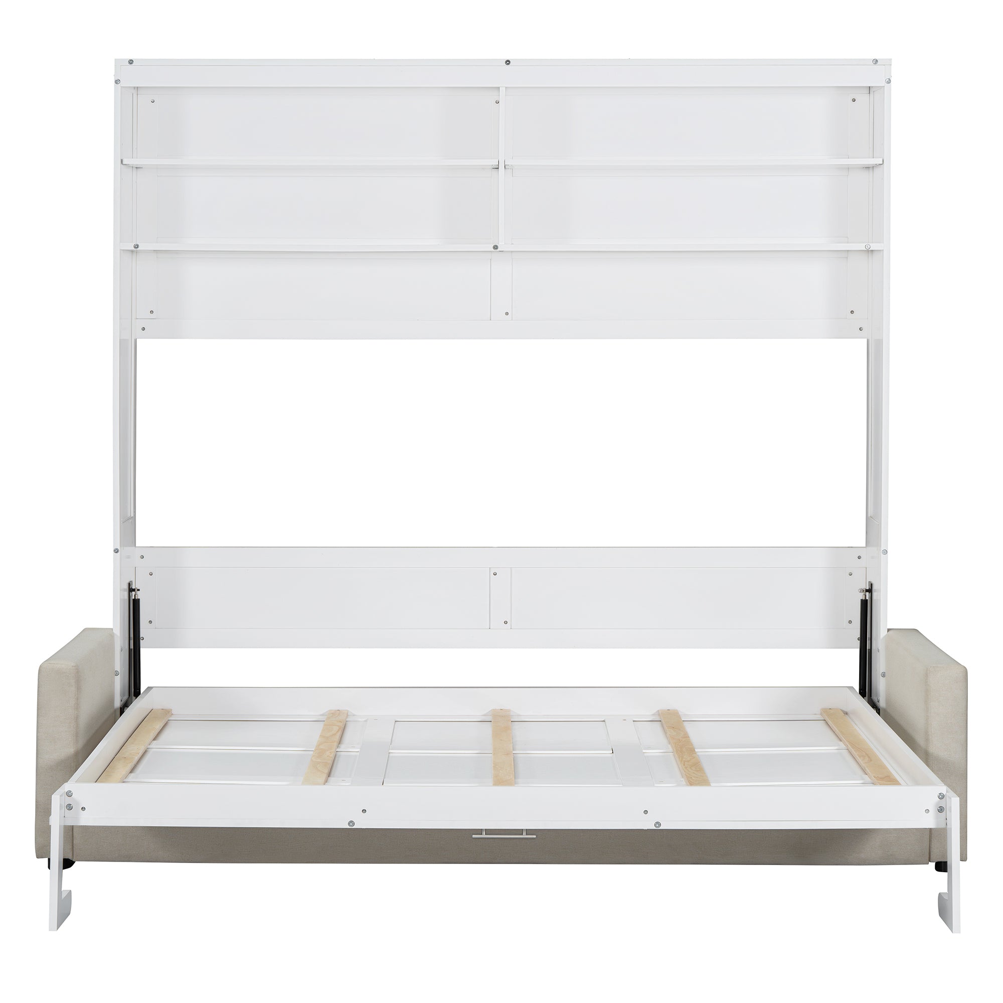 Queen Size Murphy Bed Wall Bed with Sofa,White