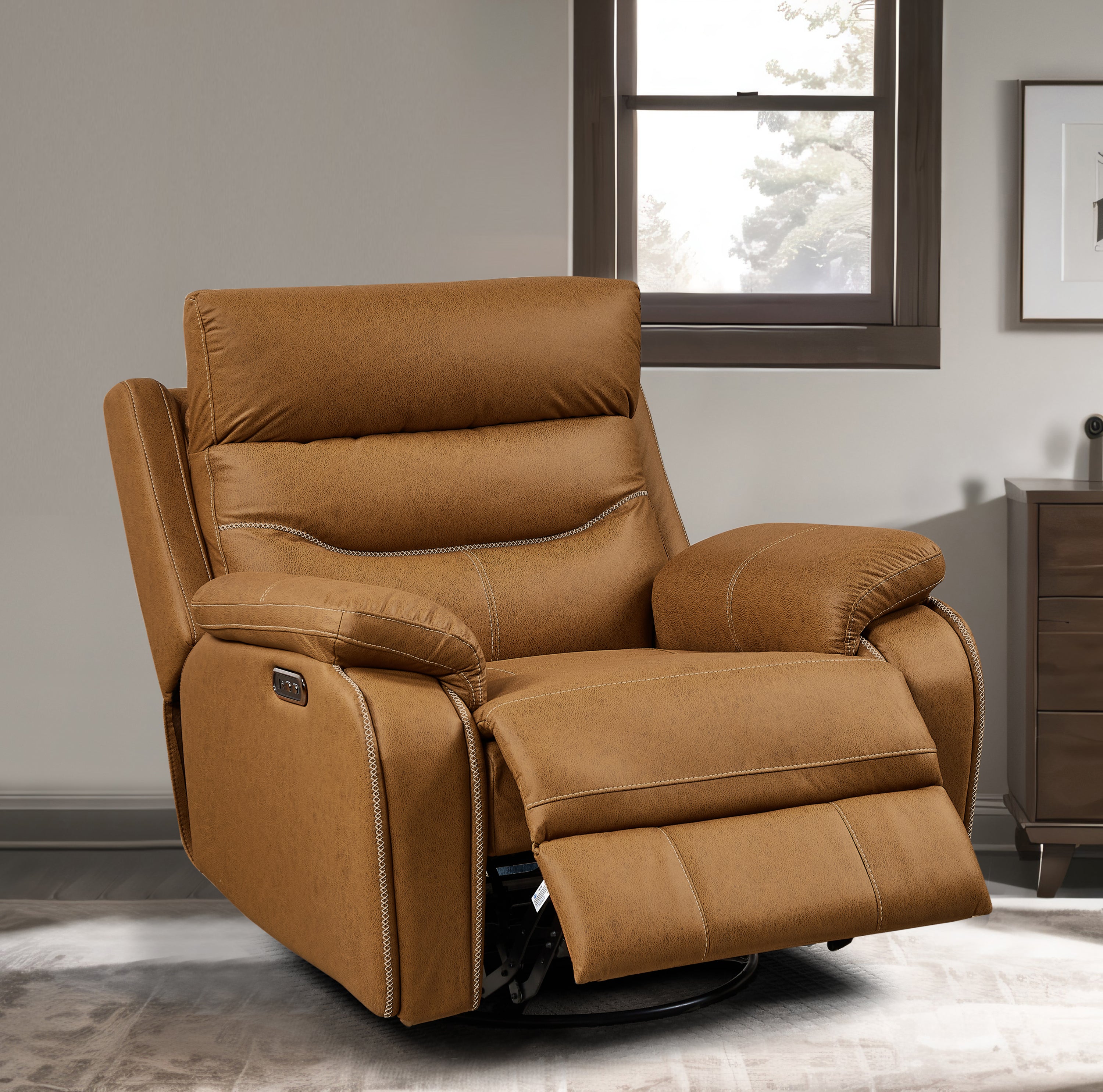 Liyasi Dual OKIN Motor Rocking and 240 Degree Swivel Single Sofa Seat recliner Chair Infinite Position ,Head rest with power function