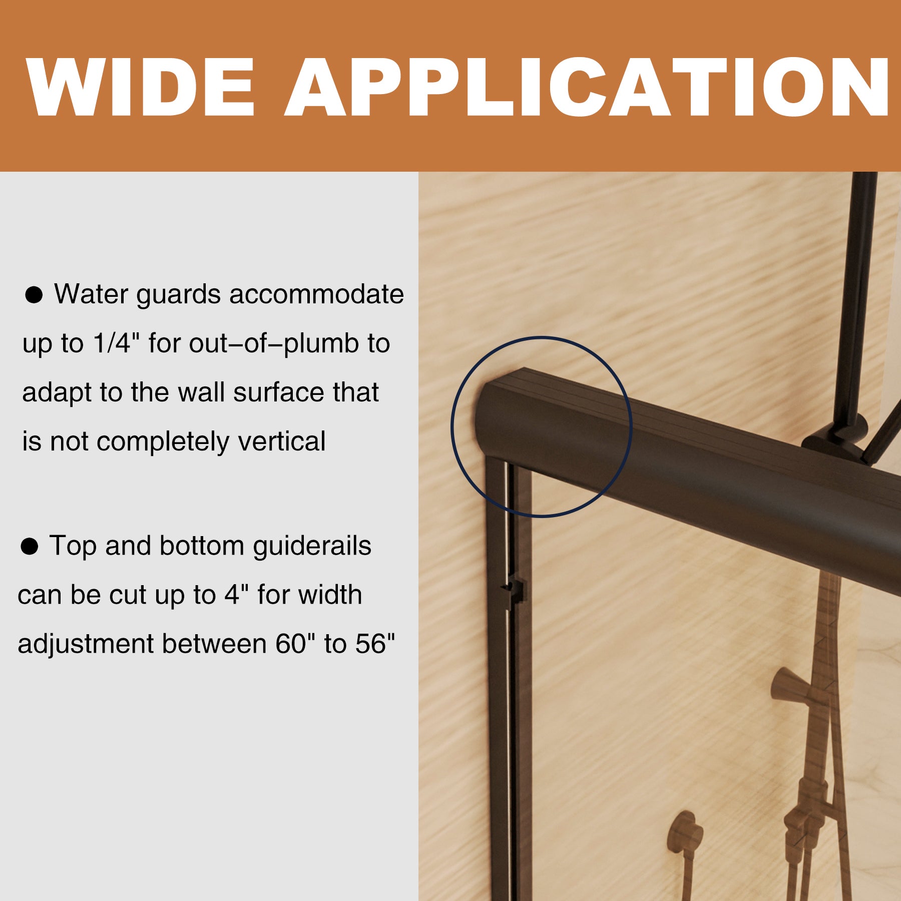 60 in. x 70 in. Traditional Sliding Shower Door in Matte black with Clear Glass