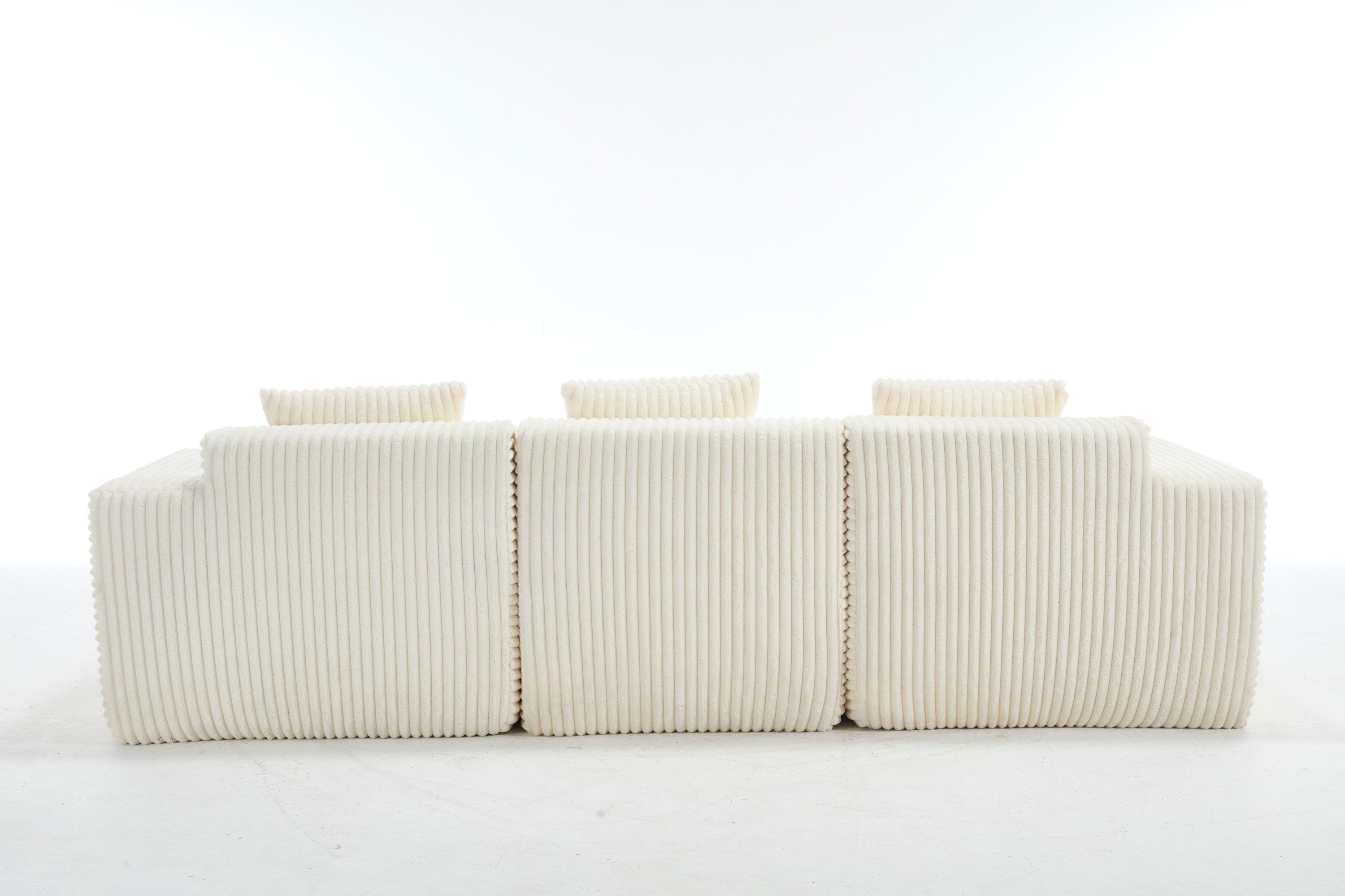 Modern Minimalist Modular Sectional Sofa,  L-Shape Upholstered Cloud Couch with Deep Seats, Right Facing Chaise for Living Room-White