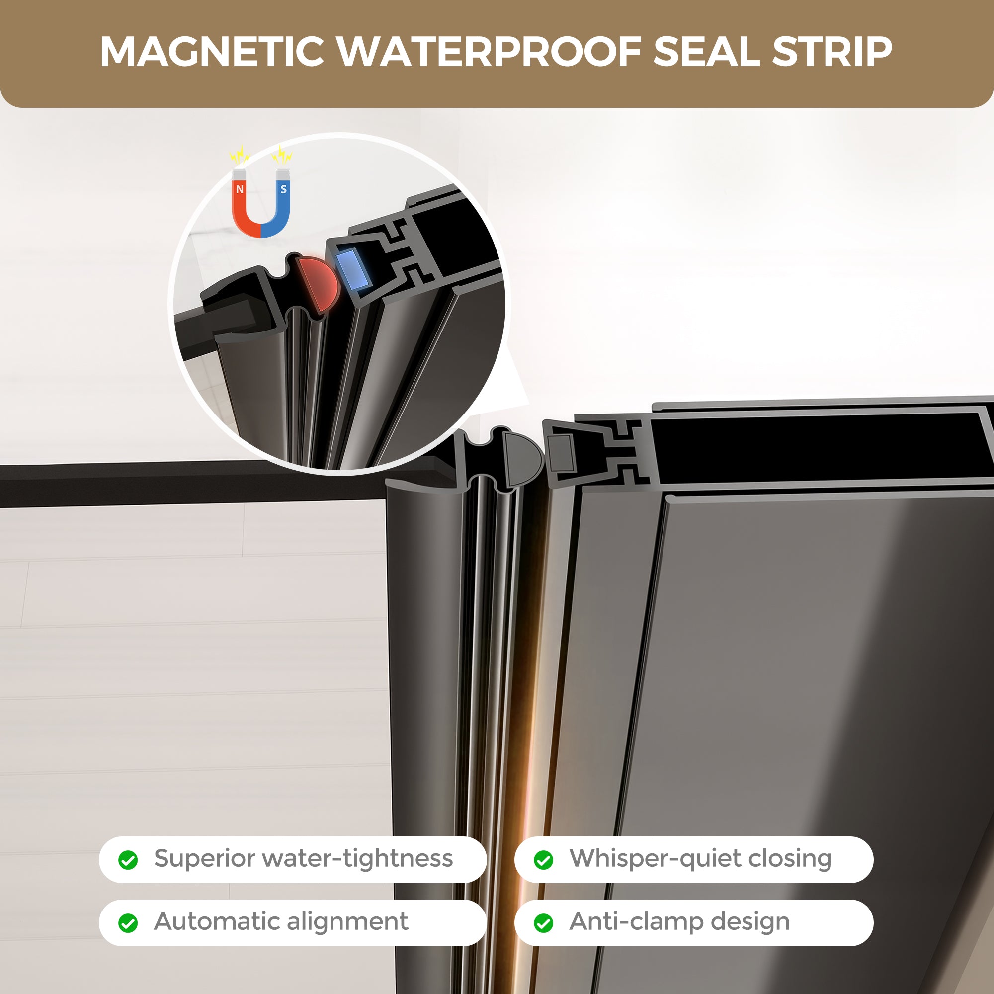 28-34.8 x 72 in Matte Black Frameless Pivot Shower Door - 28-28.8 x 72 in / Matte Black view 4