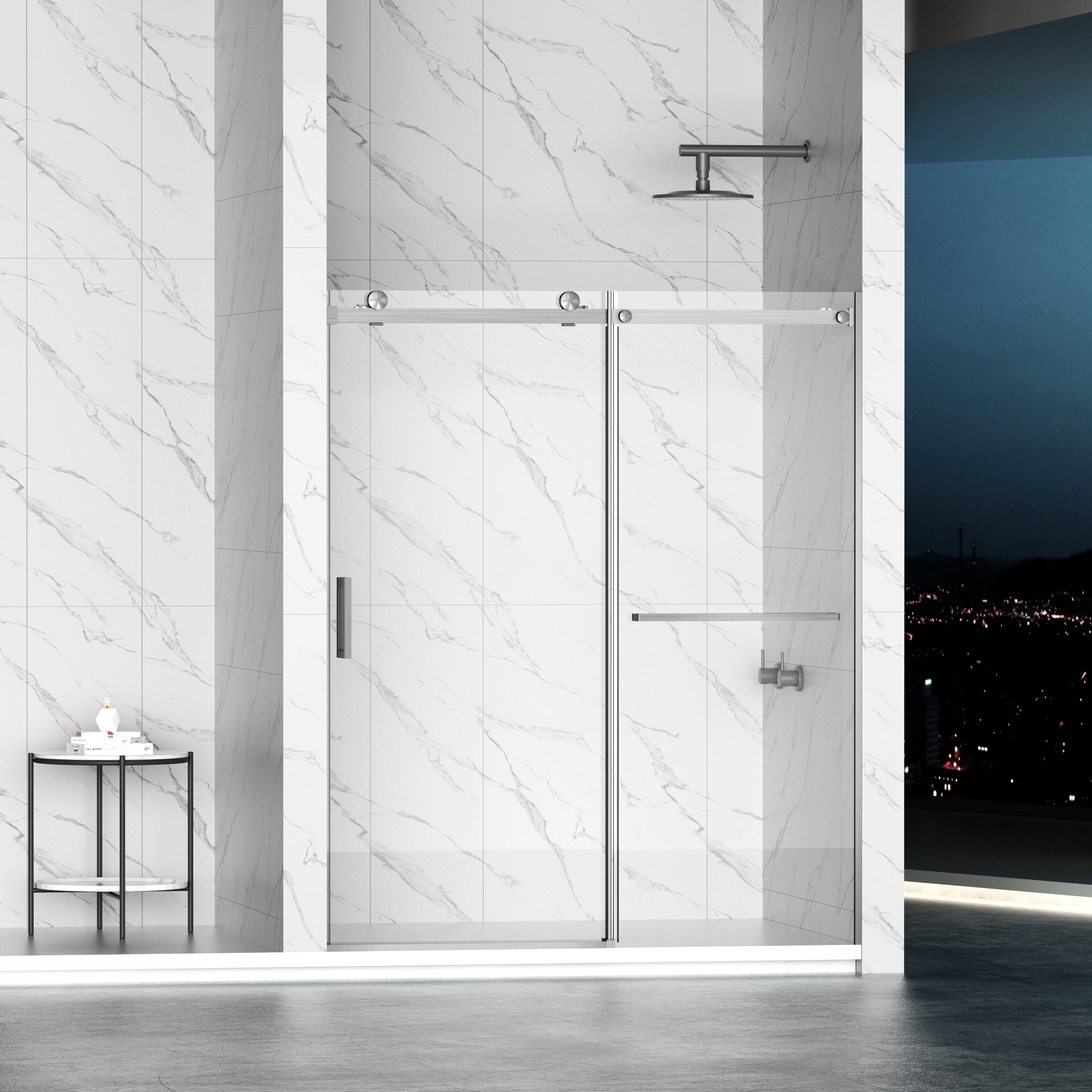 56-60 x 72 in Soft-Close Frameless Sliding Shower Door - 56-60 x 72 in / Brushed Nickel / Soft Close view 3