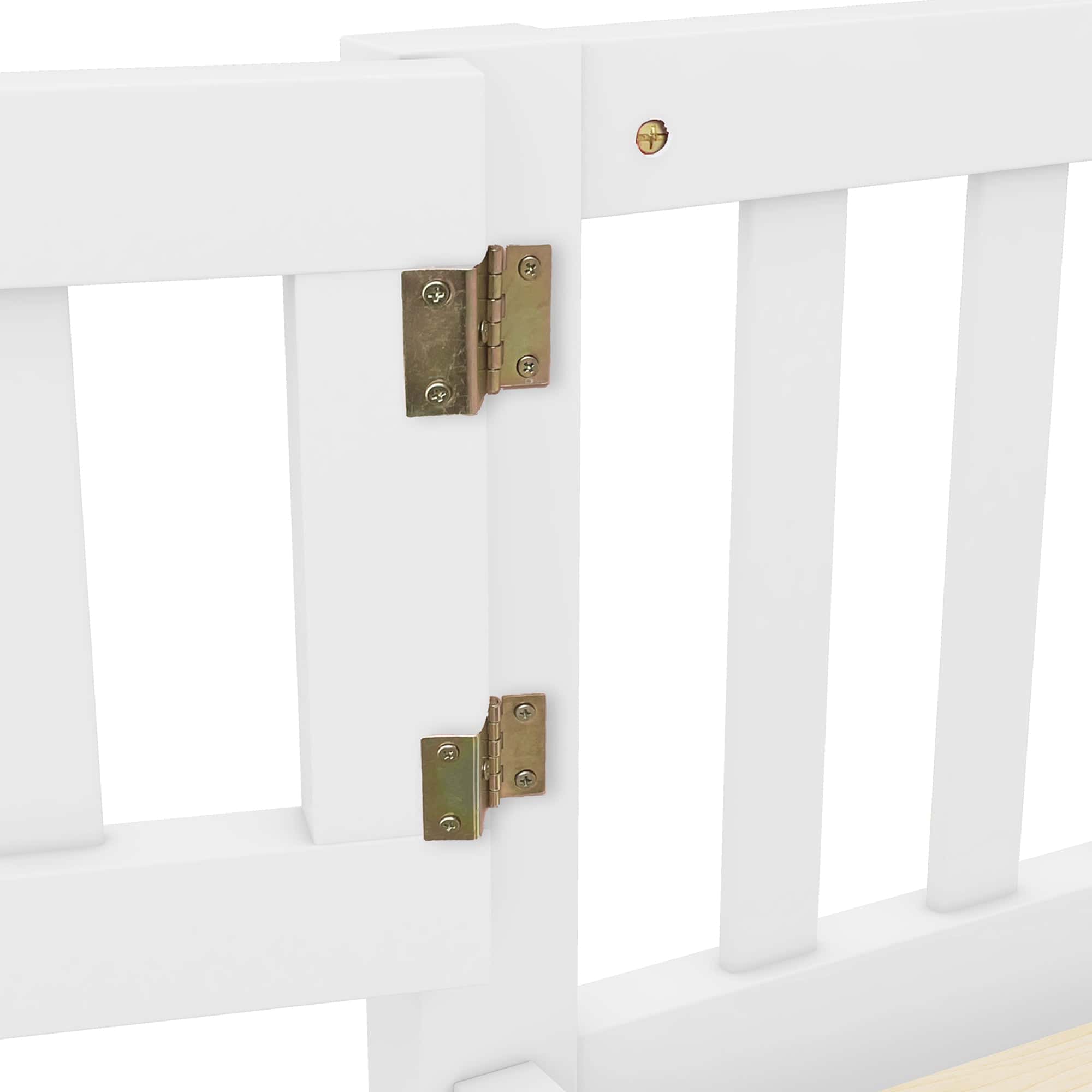 Full Size Bed Floor Bed with Safety Guardrails and Door for Kids, White(Old SKU: W158090689)