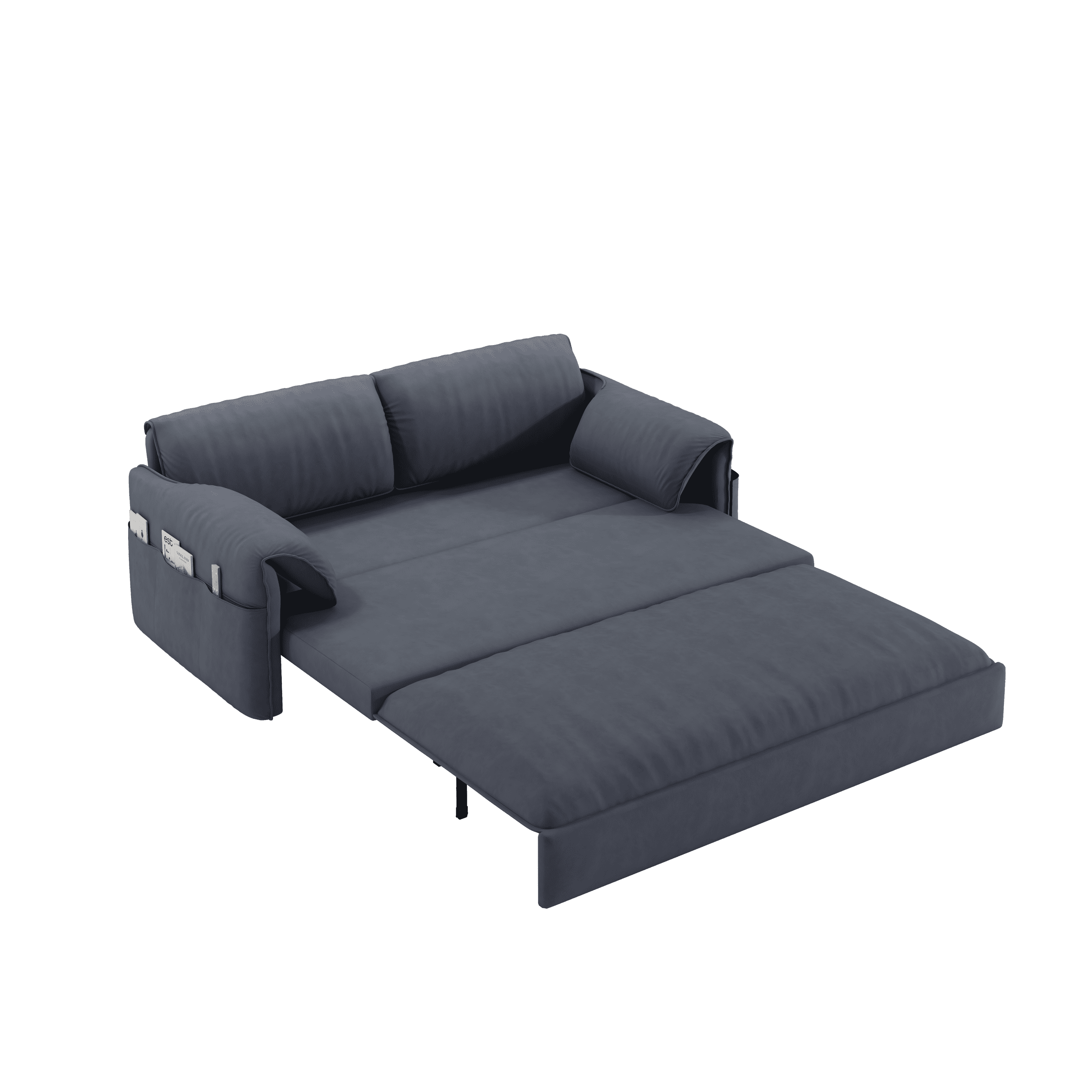 63.8" Queen Pull Out Sofa Bed, 3-in-1 Convertible Sleeper Sofa with Side Storage,Multi-Functional Velvet Loveseat Bed for Living Room,Bedroom,Apartment,Office,Grey(Old Sku:W1885122052/W1885P154639
)