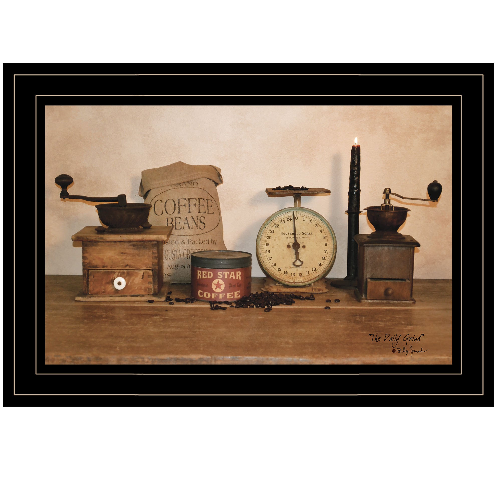 "The Daily Grind" by Billy Jacobs, Ready to Hang Framed Print, Black Frame