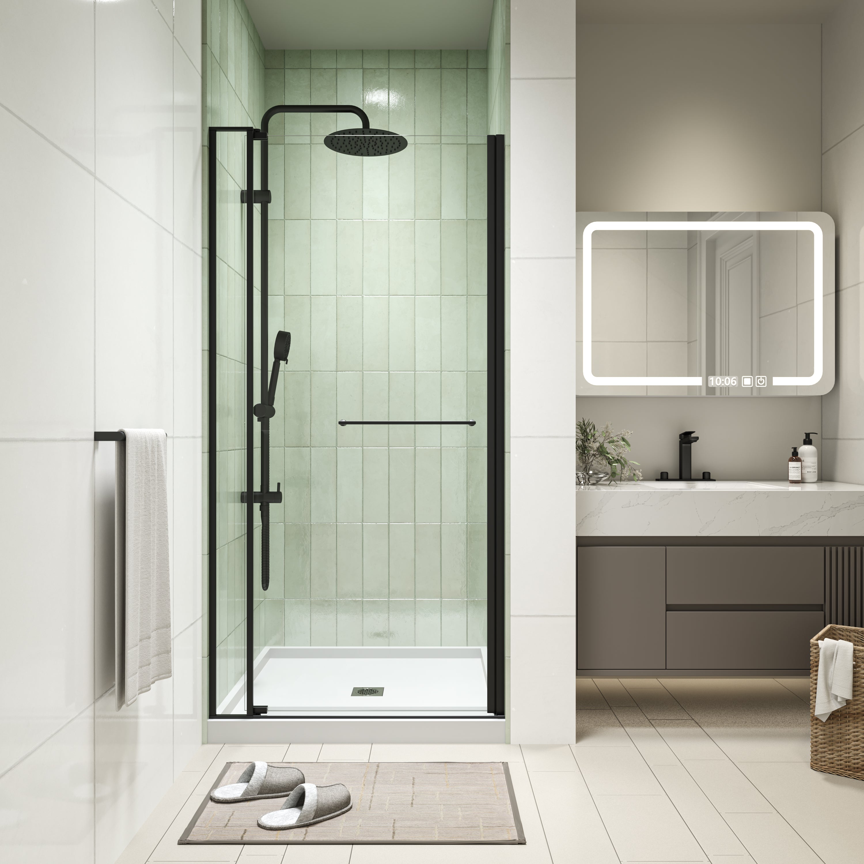 32-36 x 72 in Universal Pivot Shower Door - 32-36 x 72 in / Matte Black view 1