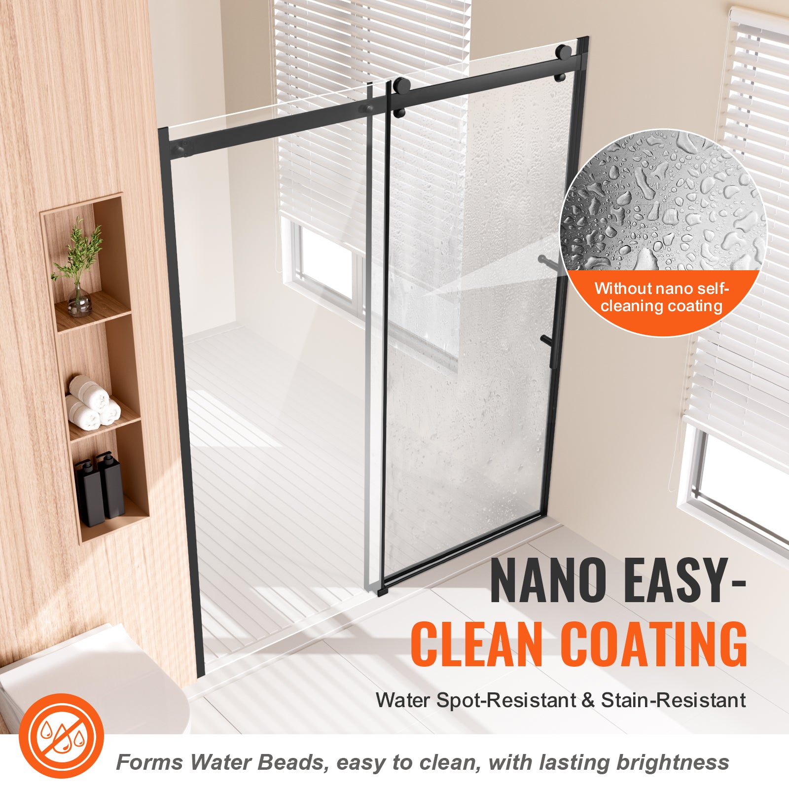 58-59 x 75 in Frameless Sliding Shower Door - 58-59 x 75 in / Matte Black view 2