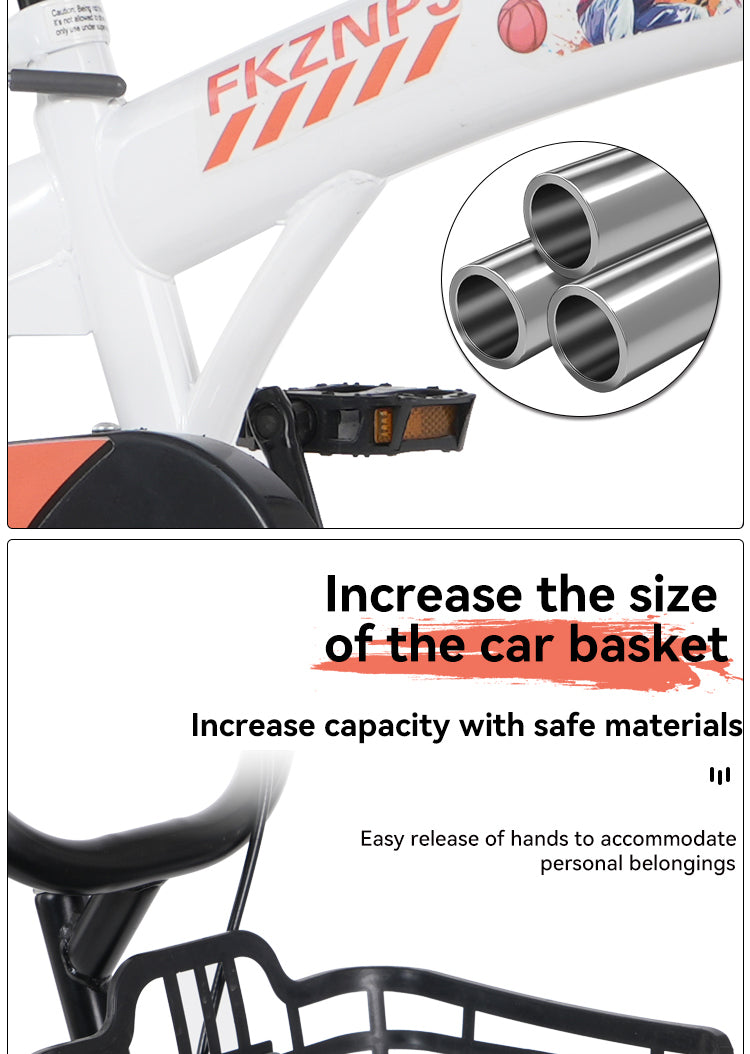 FKZNPJ 16 inch sporty kids bike with training wheels and stand Adjustable saddle Suitable for boys and girls aged 4-8 years tall Height 41-46 inches Available in a variety of colors