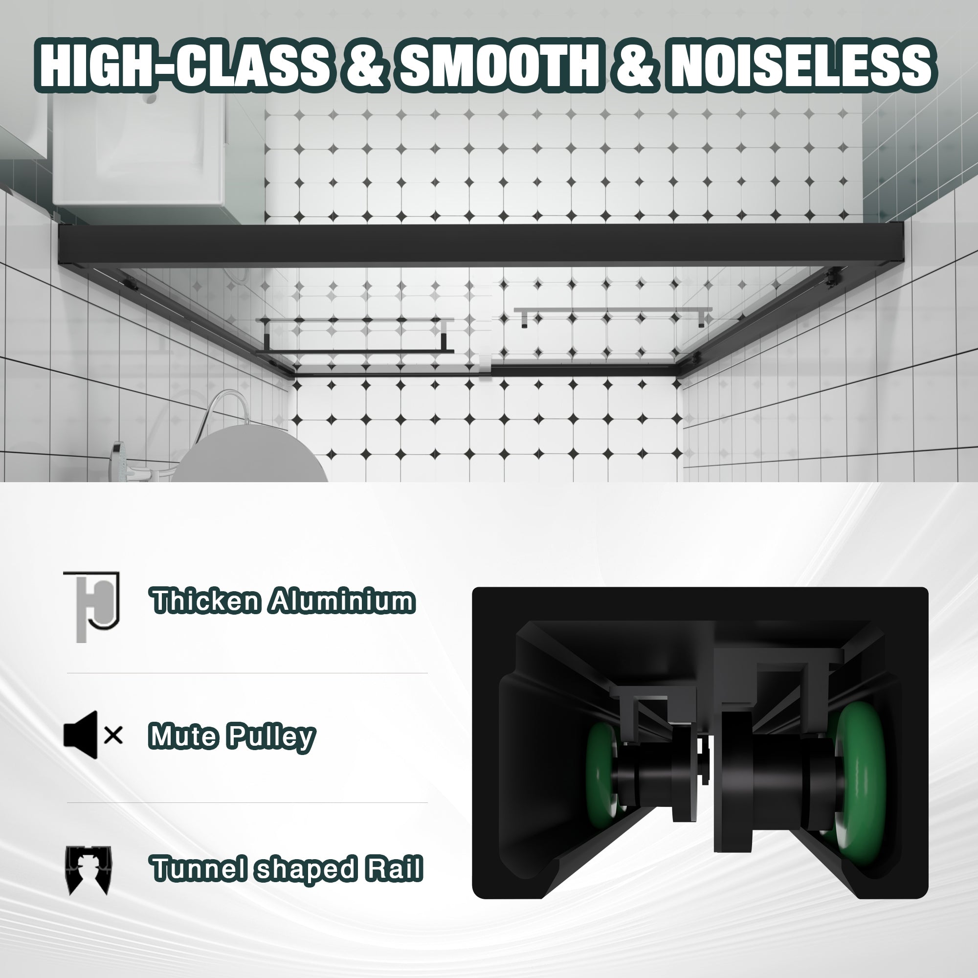 56-60 x 74 in Bypass Sliding Shower Door - 56-60 x 74 in / Matte Black view 4
