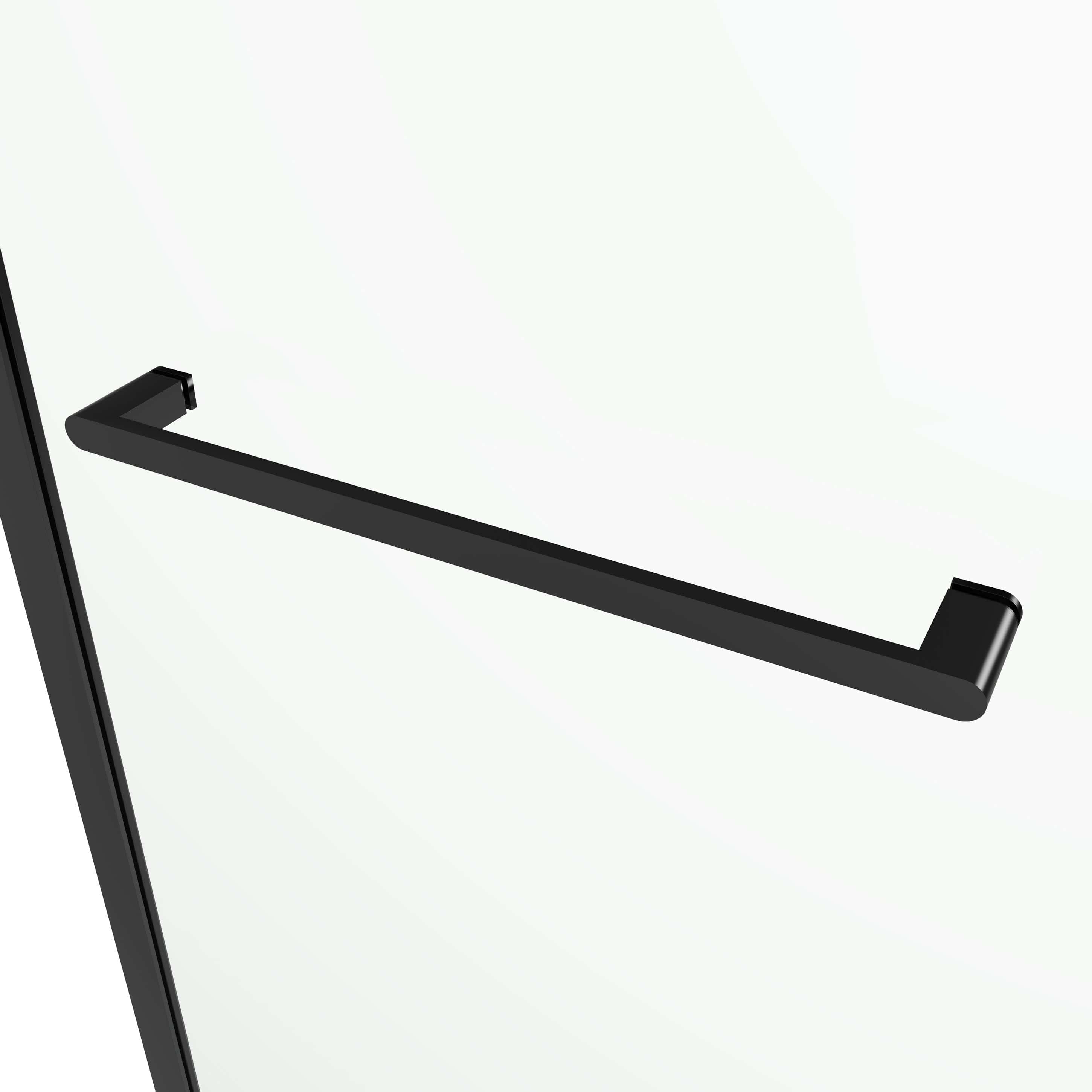 S-RM6076TB 56-60"W x 76"H Sliding Shower Door, Frameless Glass Shower Door with Matte Black Hardware, Towel Bar and Handle