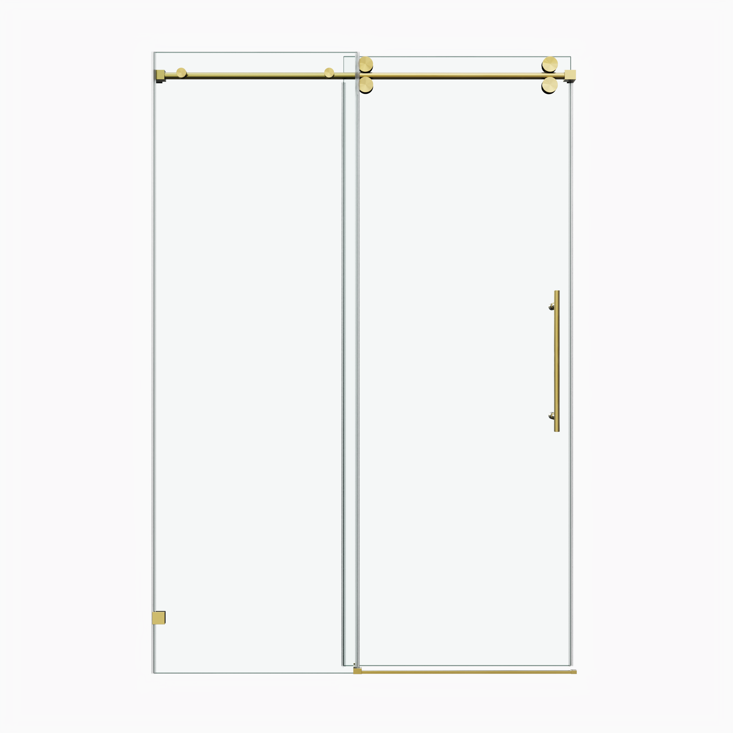 60 x 60 in Fixed and Sliding Round-Tube Shower Door - 60 x 60 in / Brushed Gold view 1