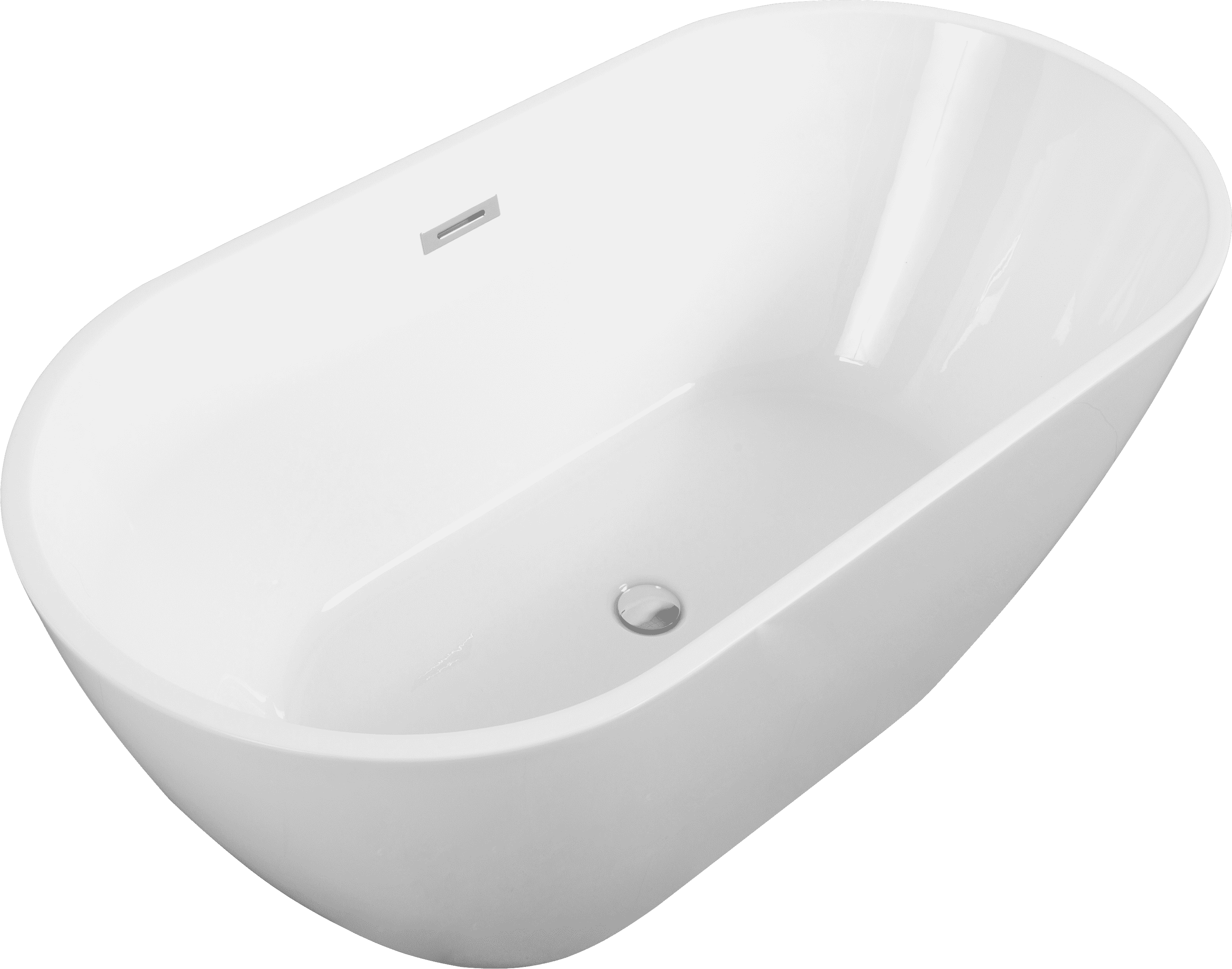 60" Freestanding Acrylic Soaking Bathtub with Chrome Overflow and Drain, Self-leveling Legs Flexible Hose, Easy Installation, Glossy White 24A09-60