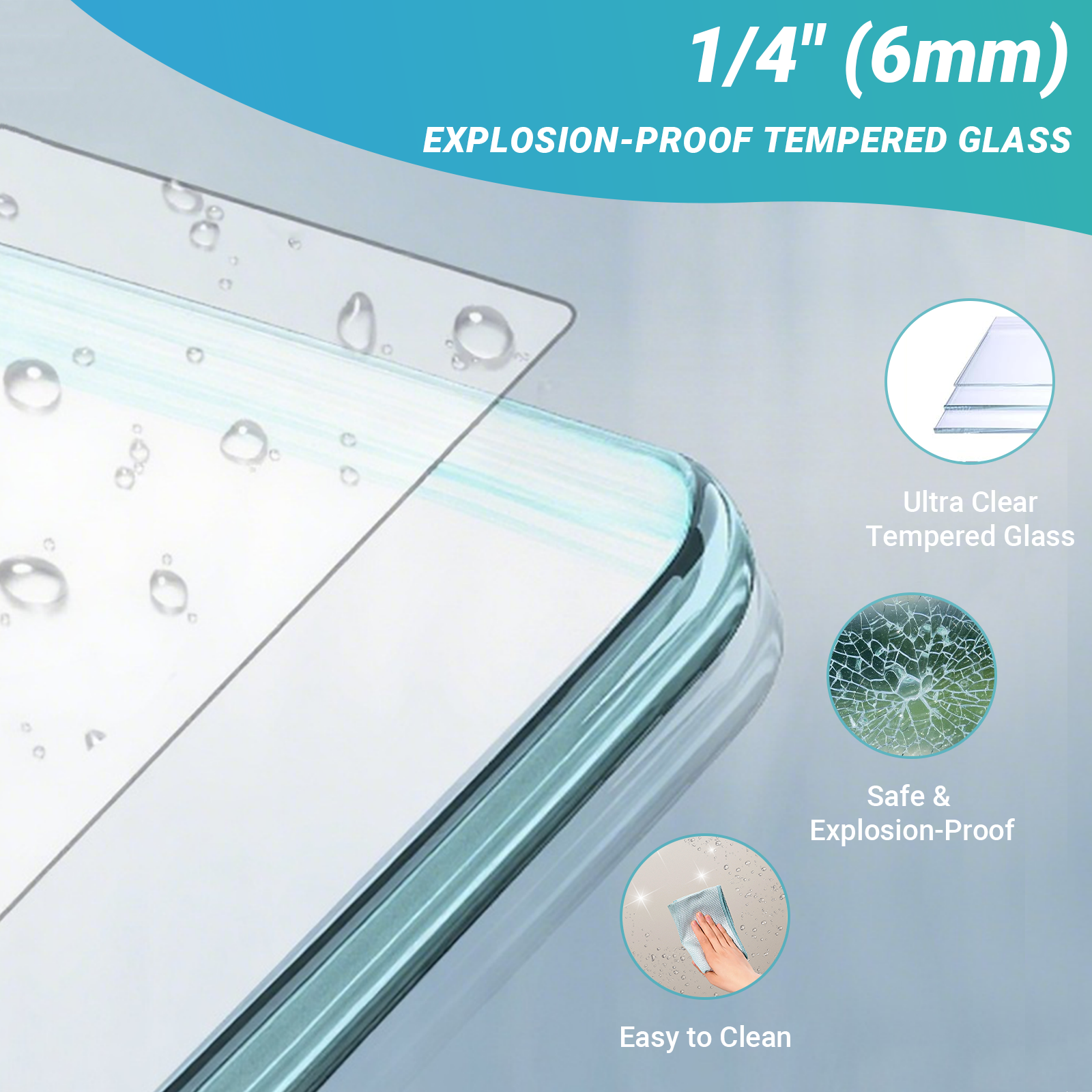 56-60 x 76 in frameless single sliding shower door hardware view
