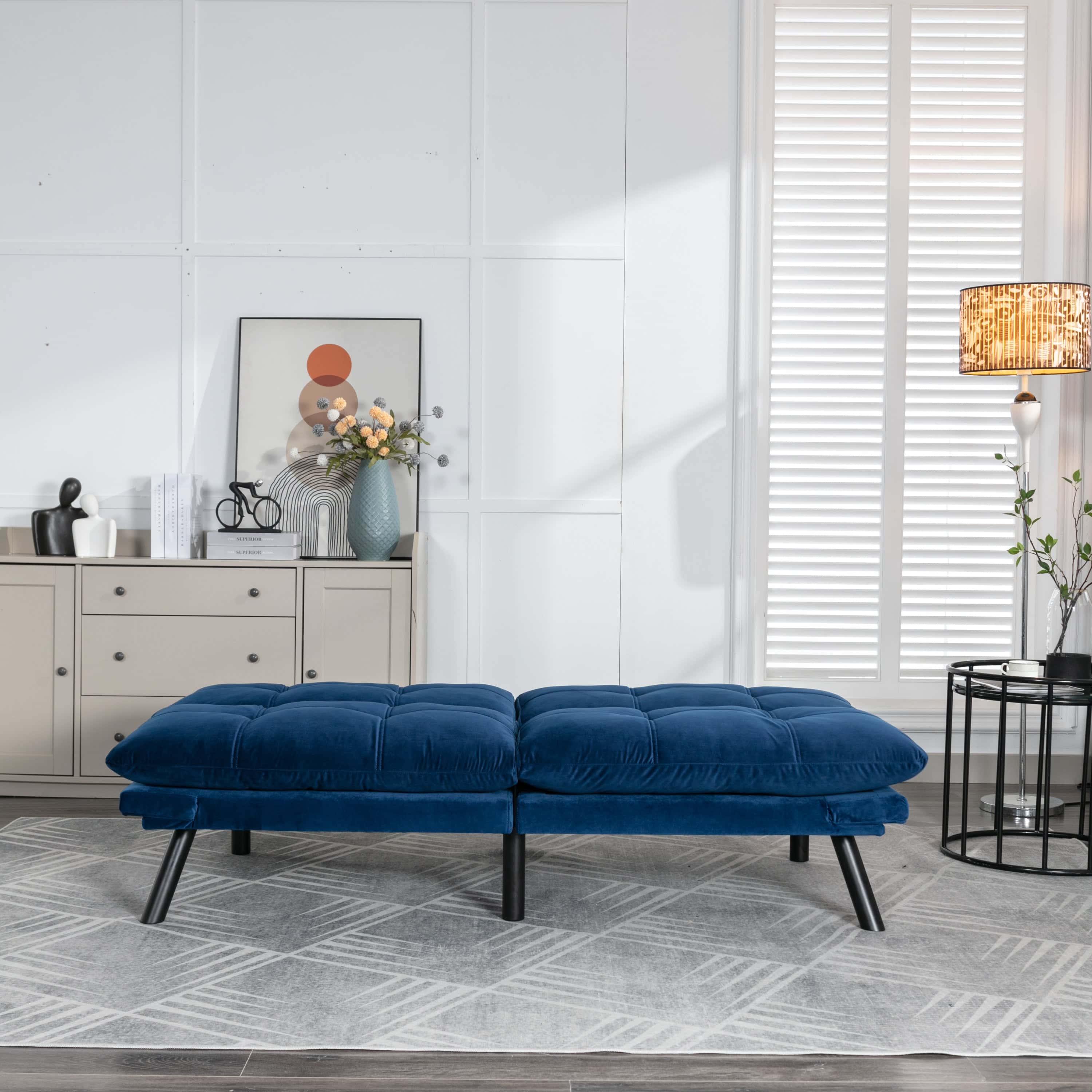 Navy Blue Convertible Folding Modern sofa Bed