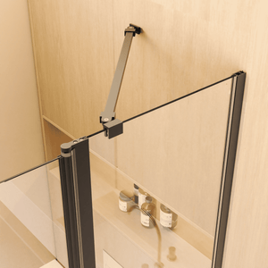 43" W x 58" H Frameless Folding Shower Doors for Bathtub with 1/4" (6mm) Thick SGCC Tempered Glass Door, Bathroom Pivot Tub Glass Door