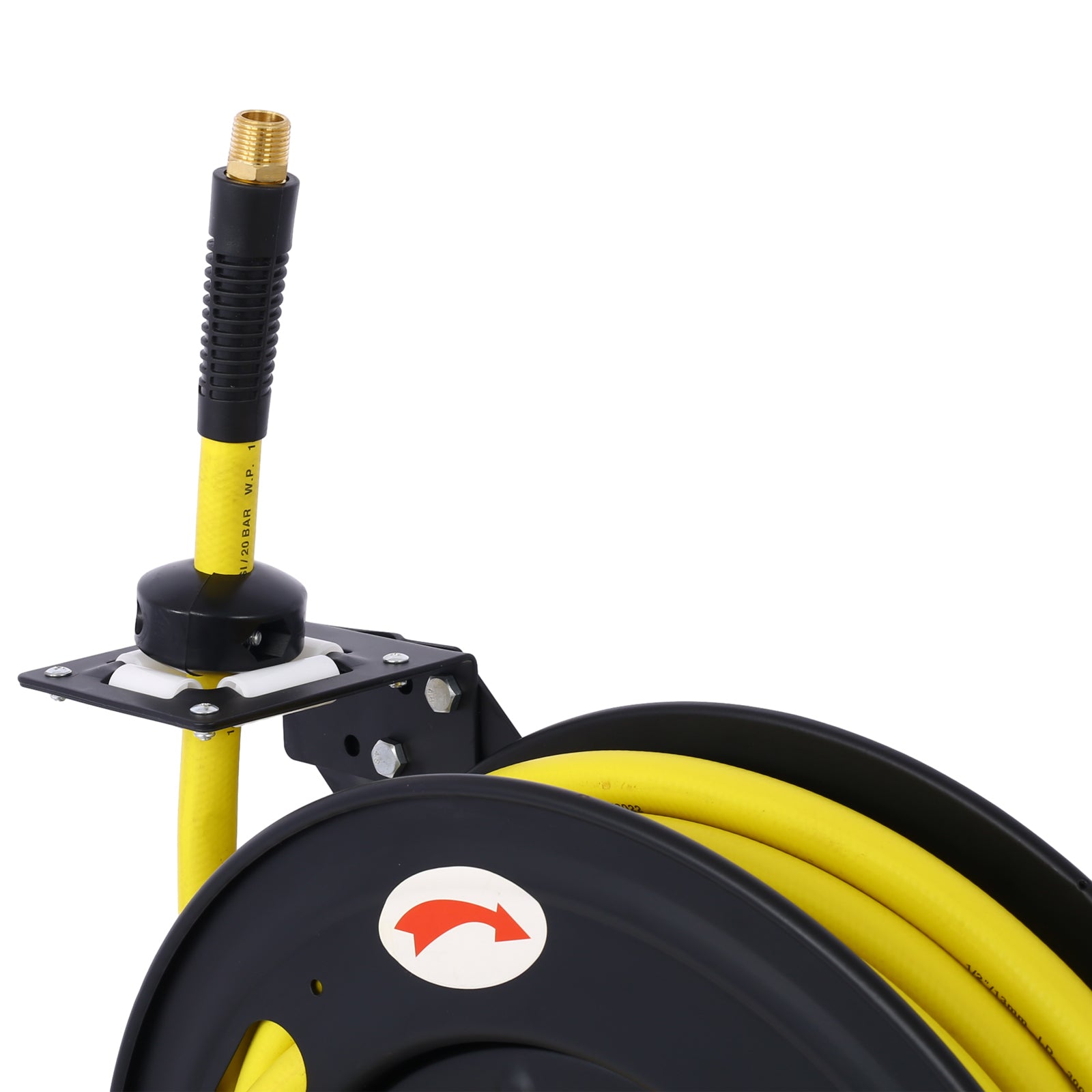 Retractable Air Hose Reel, 1/2" Inch x 50' Ft Auto Rewind Hose-Reel, Heavy Duty Steel Air Hose Reel, Industrial Grade Rubber Hose