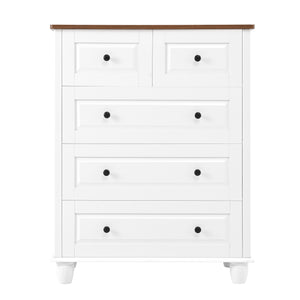 White wood storage chest of drawers, side profile