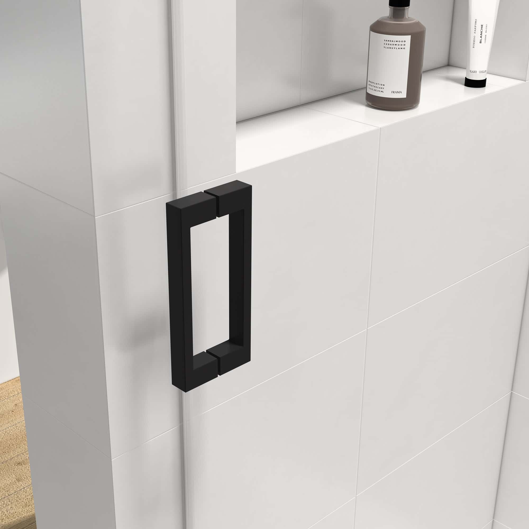 50-60"W x 76"H Single Sliding Frameless Shower Door in Matte Black with Soft-Closing with 3/8 Inch Clear Glass