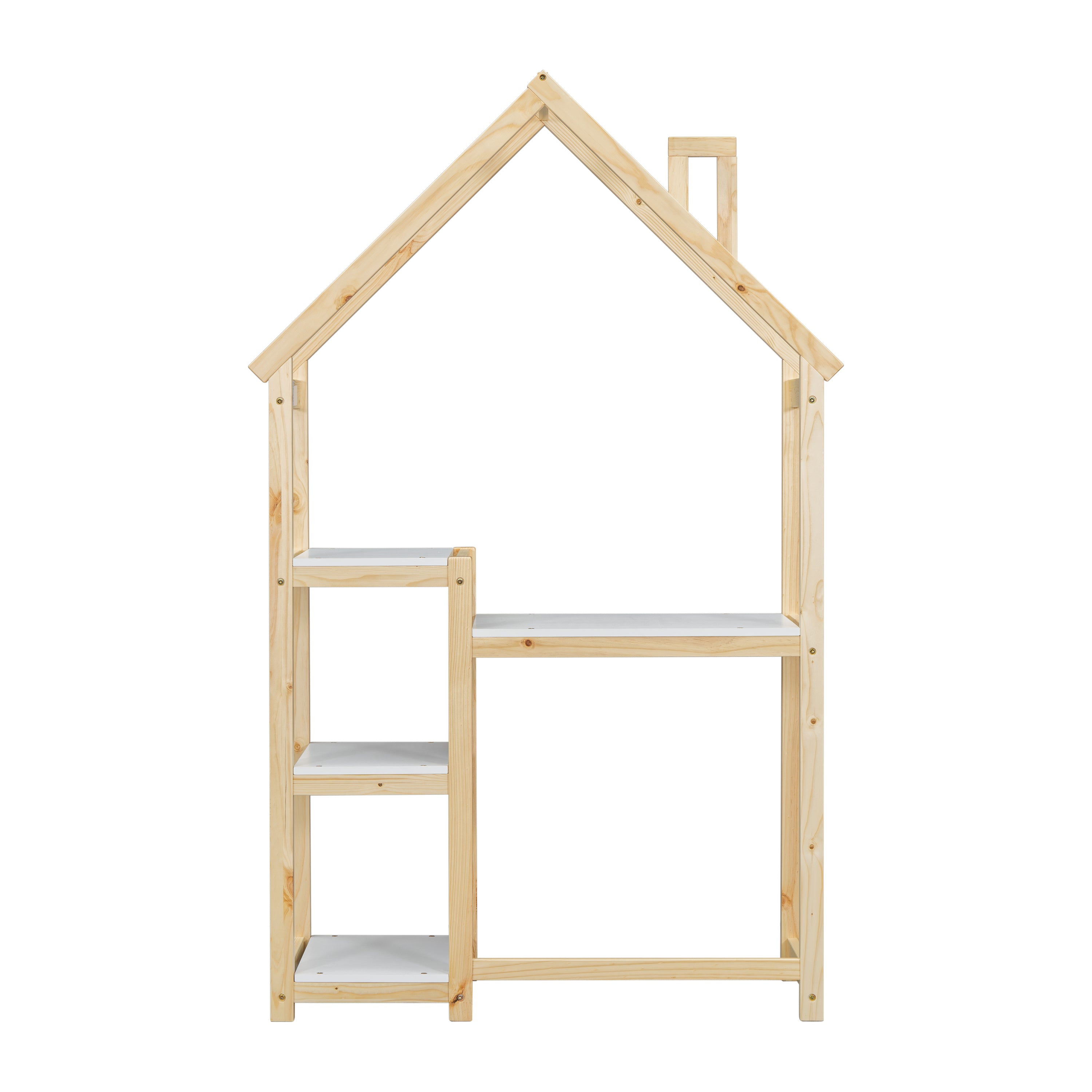 House-shaped Wooden writing Desk,Kids study Table,Bookshelf & Toy Storage,Natural