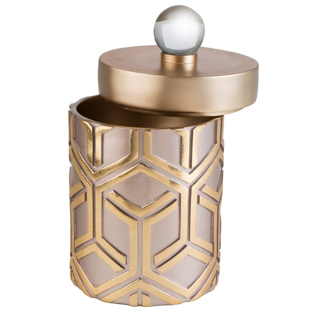 10" Tall Decorative Jewelry Box, Weave Rose Gold Design