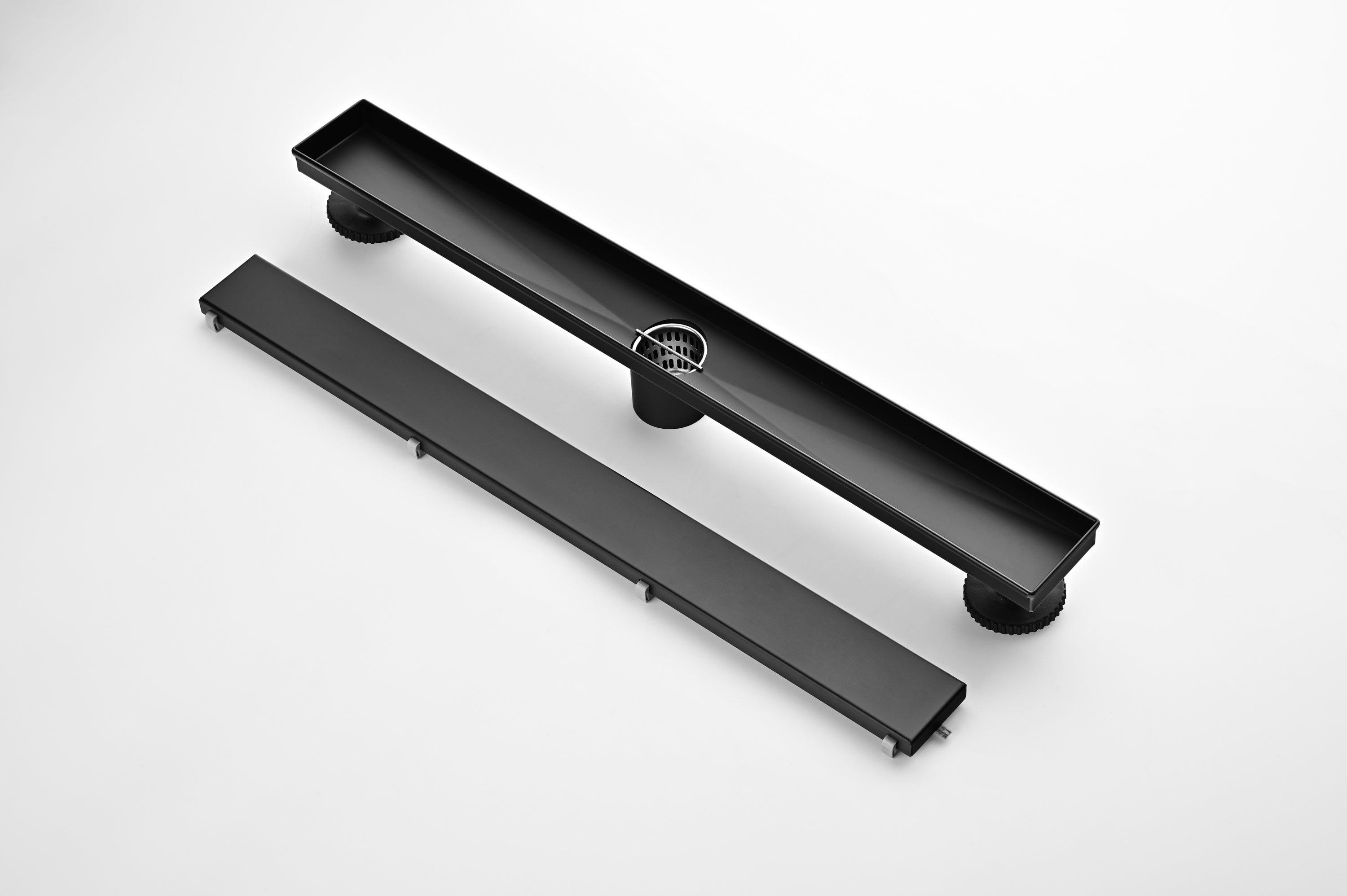 24 Inches Linear Shower Drain with Removable Cover, 304 Stainless Shower Drain Included Hair Strainer and Leveling Feet