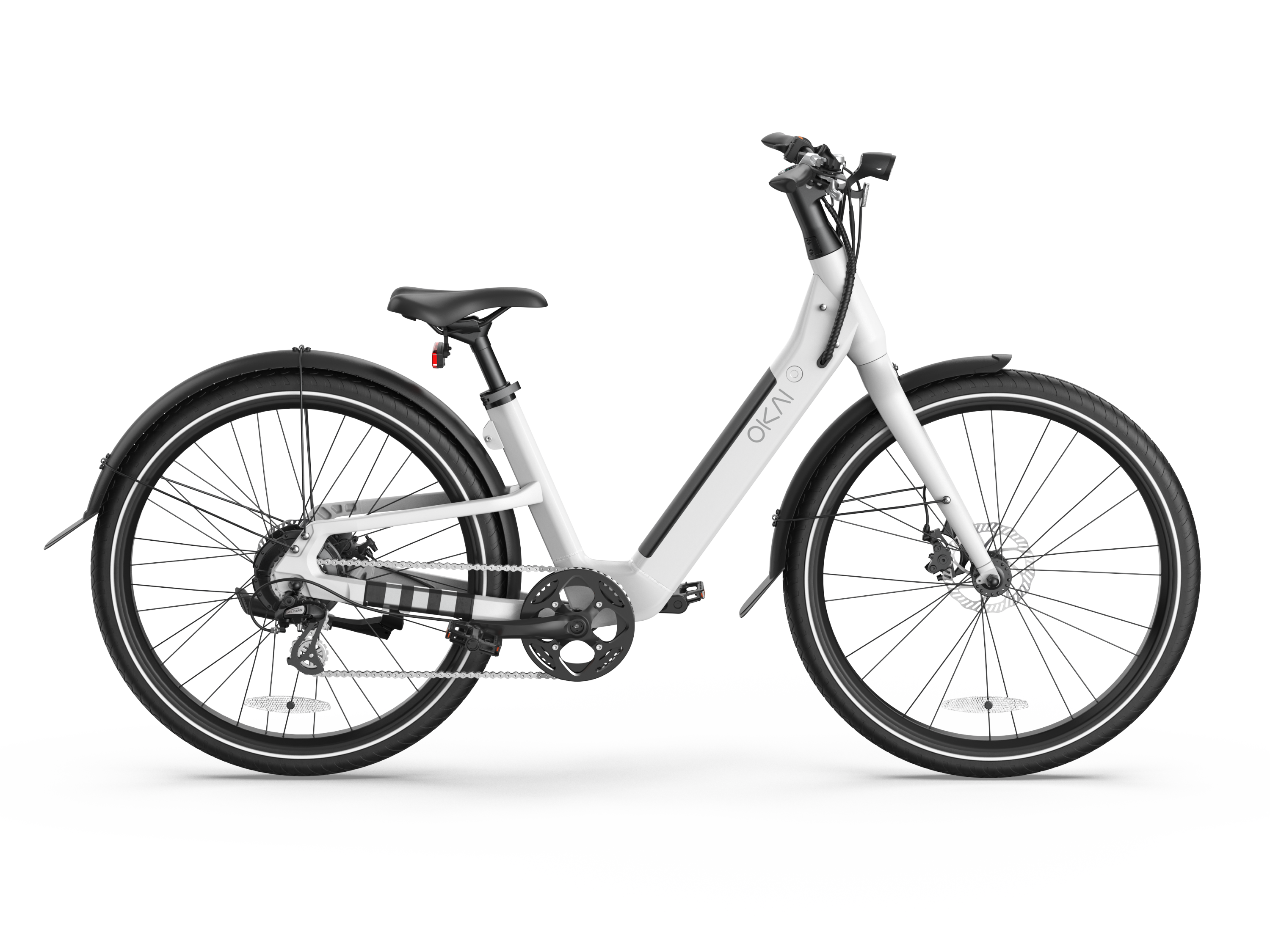 Electric Bike w/ 40 Miles Max Operating Range and 25 mph Max Speed - White