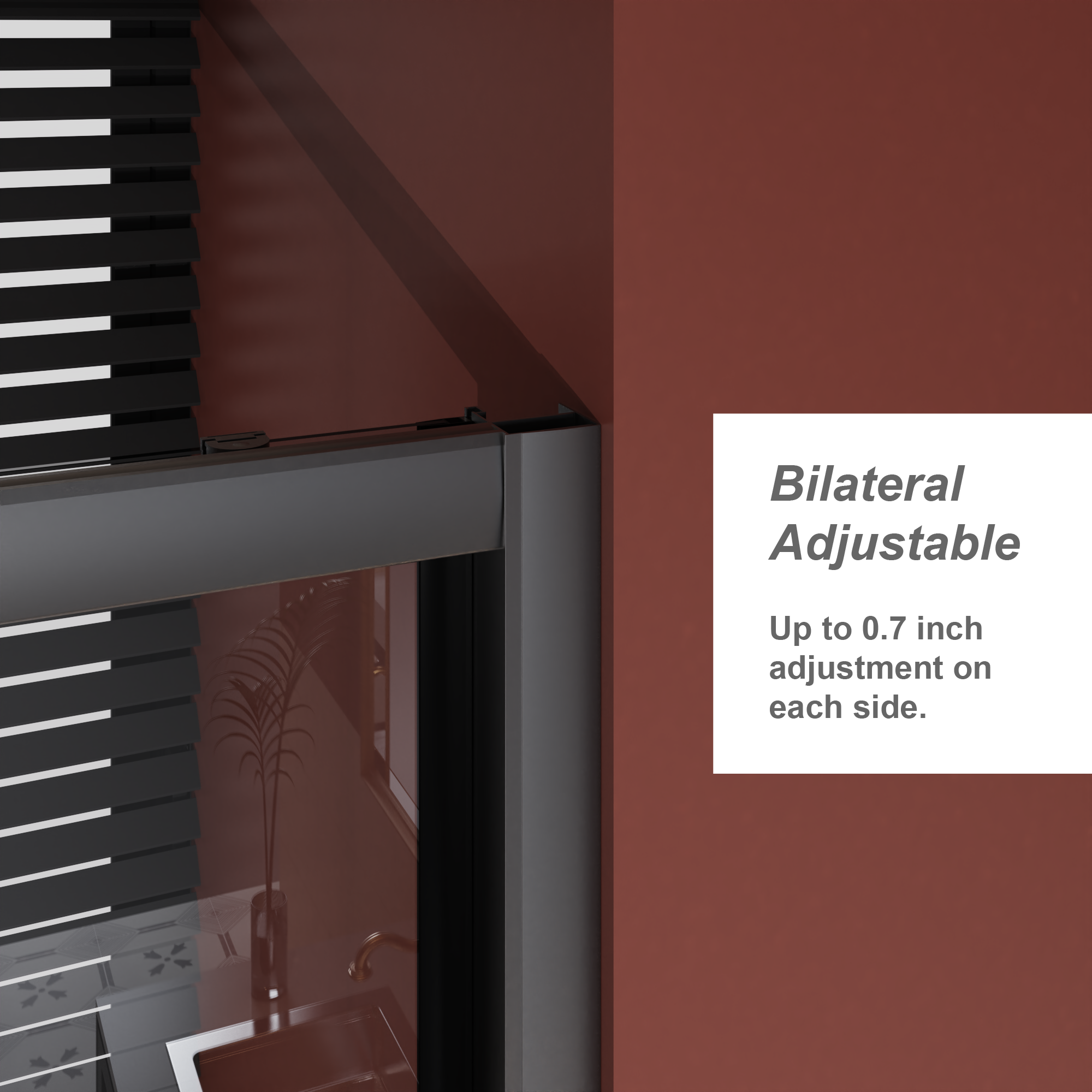 60 x 62 in Single Sliding Bathtub Door - 60 x 62 in / Matte Black / 1/5 in Glass view 5