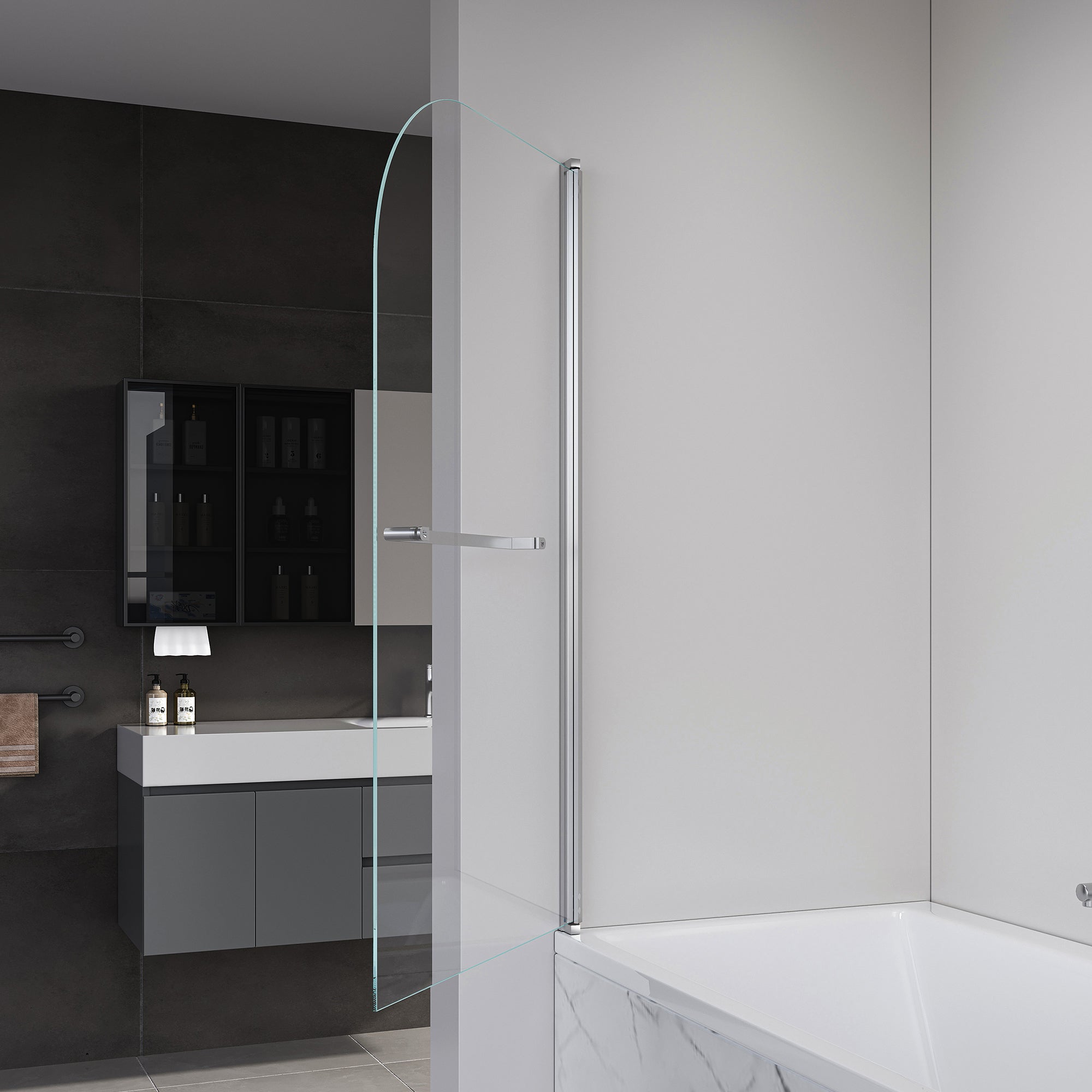 31 x 55 in Folding Bathtub Door - 31 x 55 in / Brushed Nickel view 5