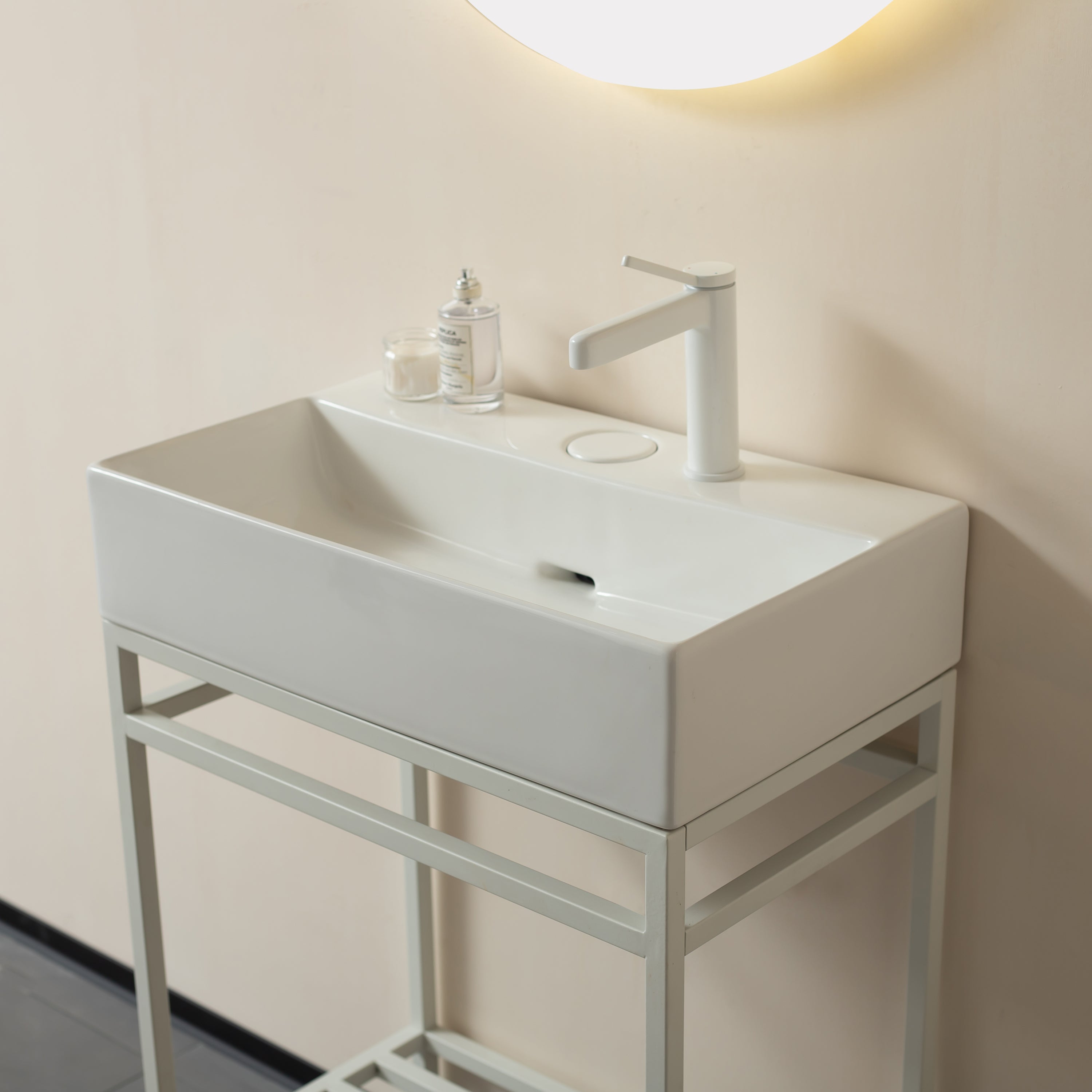 LOFI 24'' Bathroom Sink without Cabinet, White Ceramic Basin