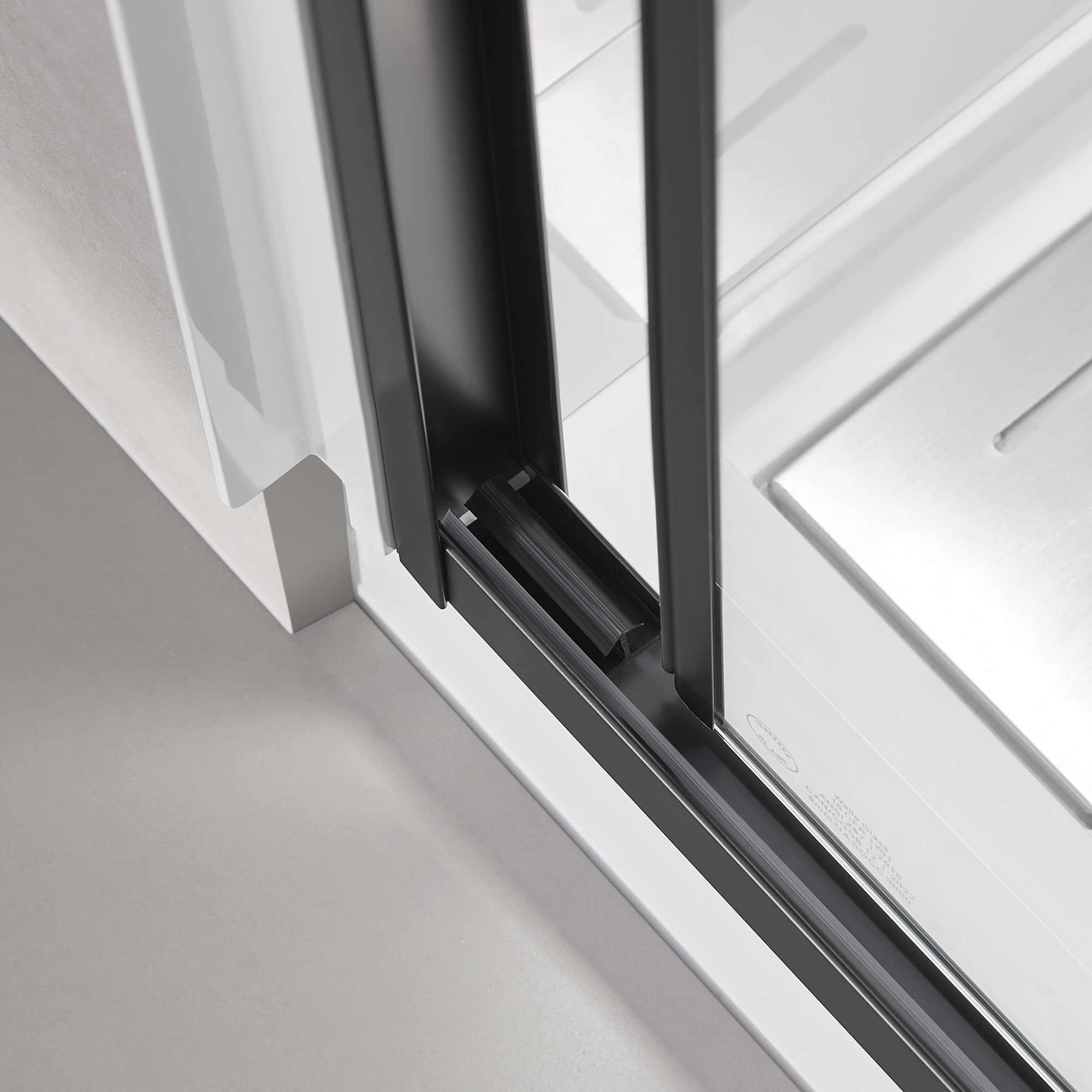 60"W x 60"H Bathtub Glass Sliding Shower Tub Door, 1/4 in. Clear Glass, Framed Bypass Double Sliding Tub Glass Door, Matte Black Finish