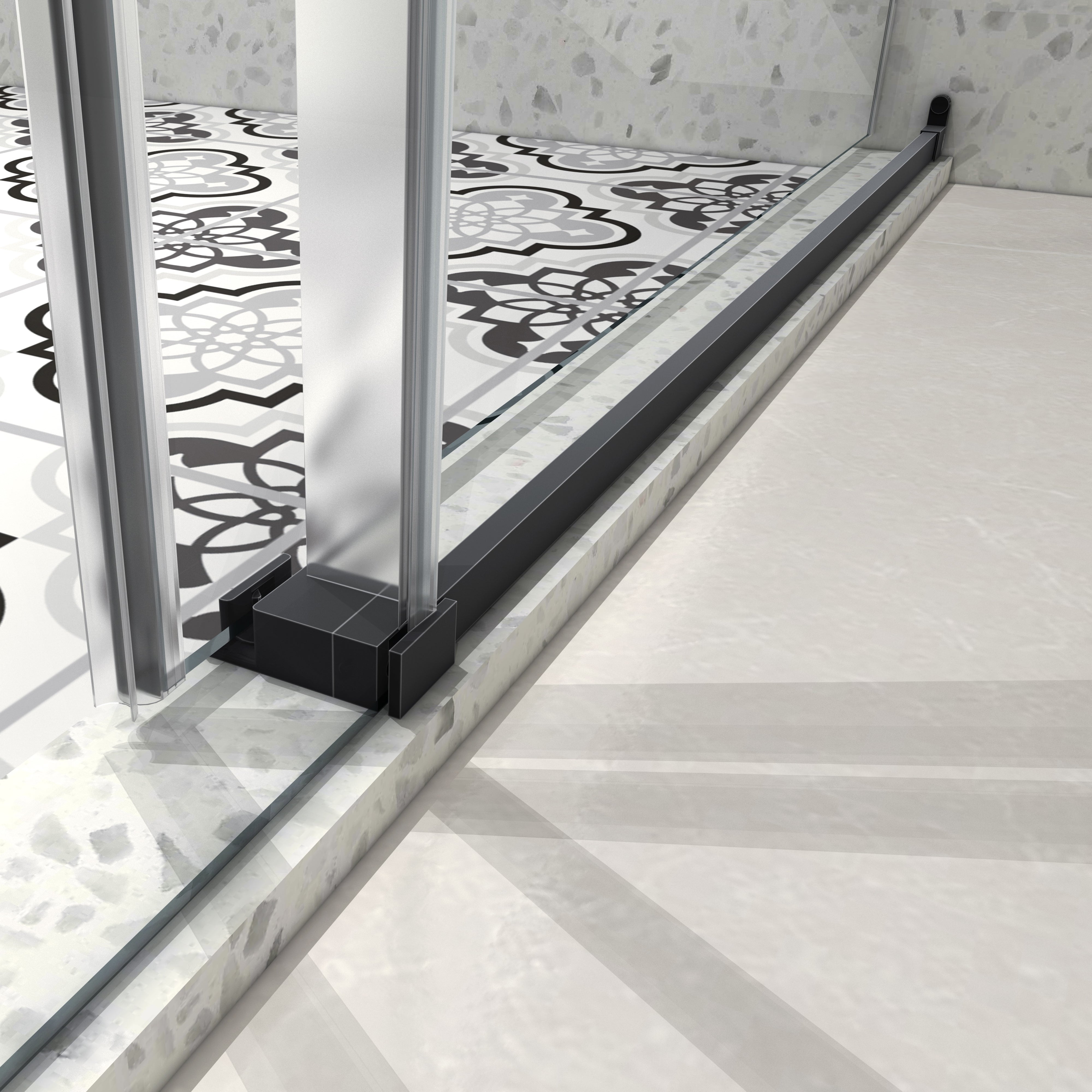 48 x 76 in Soft-Closing Frameless Sliding Shower Door - 48 x 76 in / Matte Black view 1