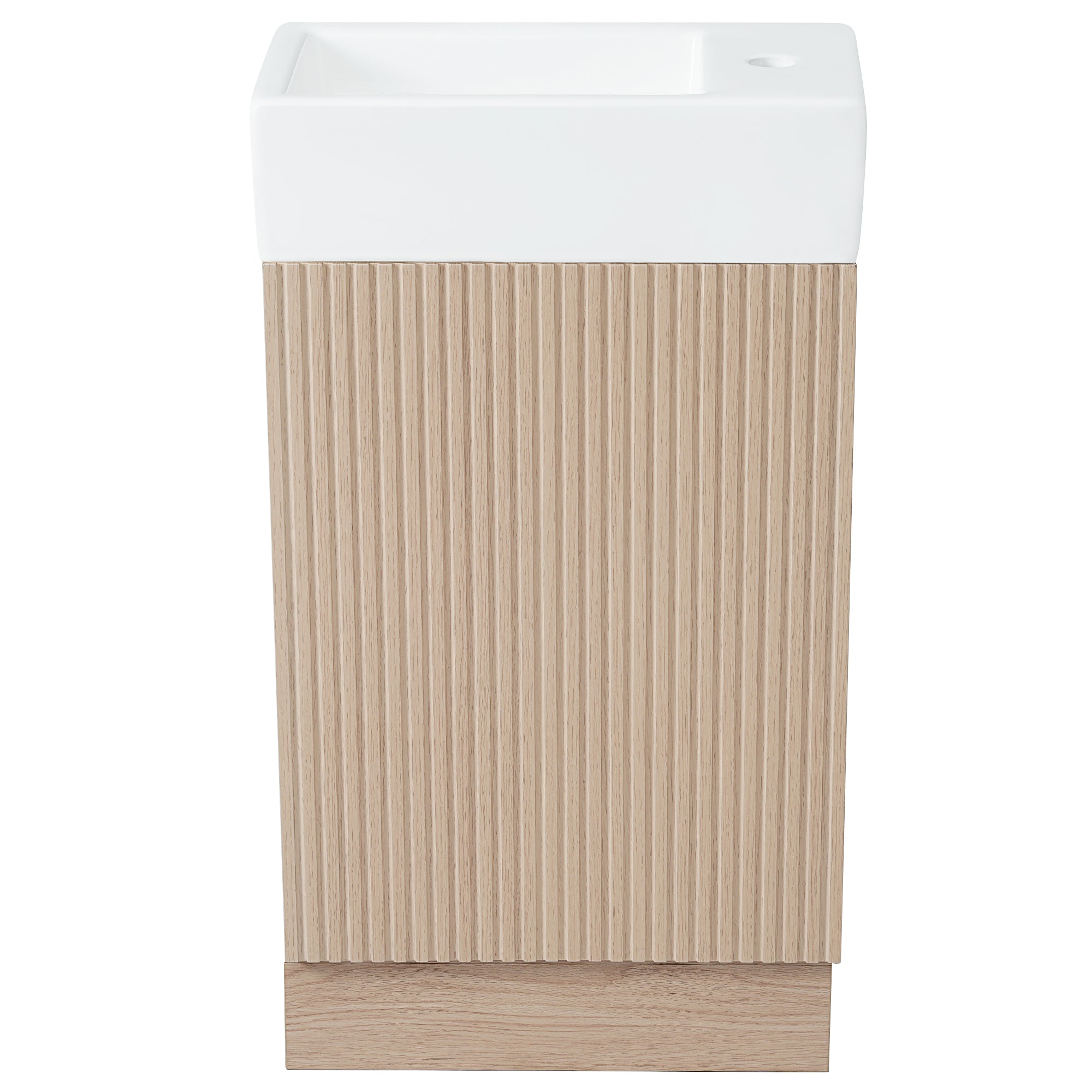 18.6" Bathroom Vanity with Sink, Bathroom Vanity Cabinet with Two-tier Shelf, Left or Right Orientation, Natural